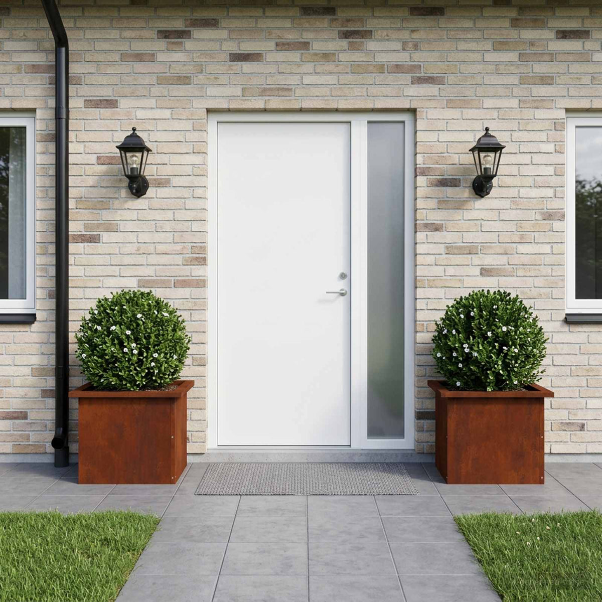 Garden Planter with LED 2 pcs Rusty 30 x 40 x 30 cm