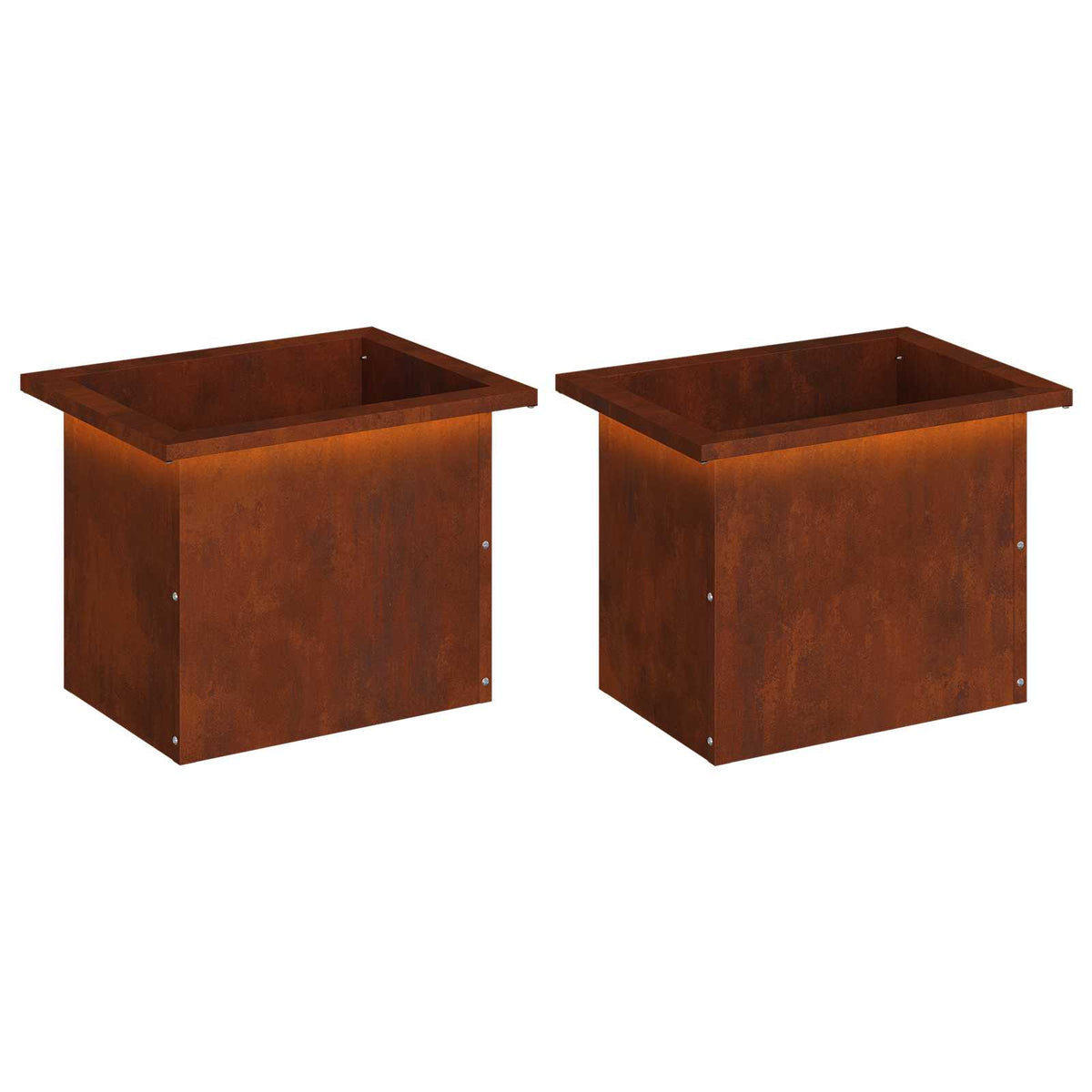 Garden Planter with LED 2 pcs Rusty 30 x 40 x 30 cm