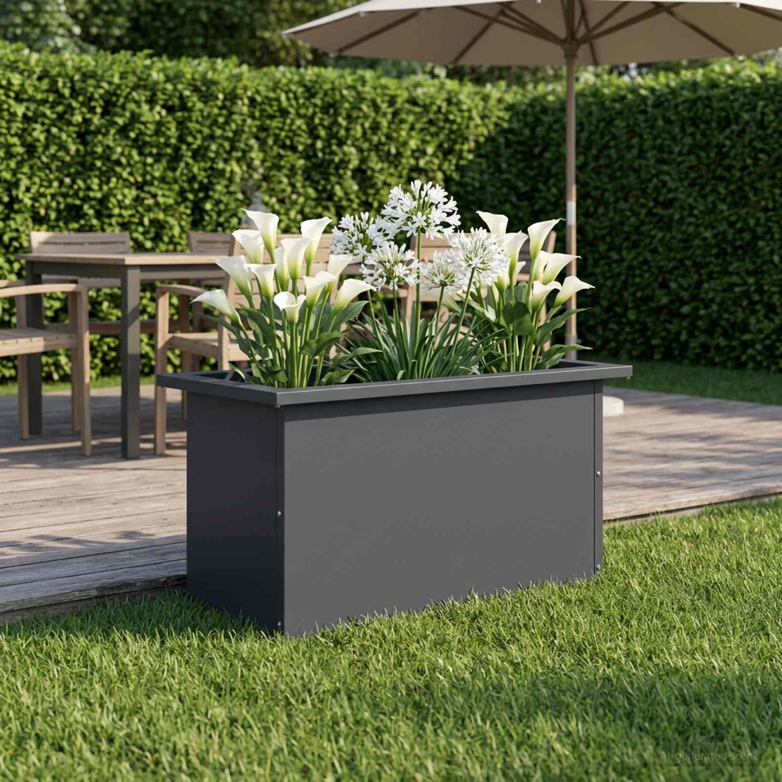 Garden Planter with LED Antracite 30 x 60 x 30 cm Steel