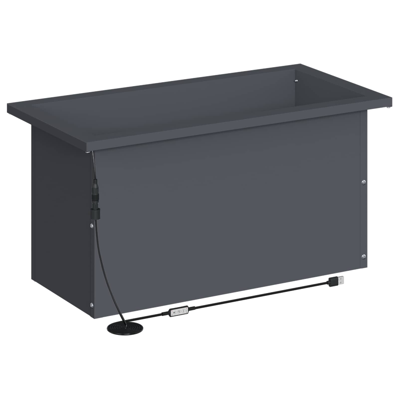 Garden Planter with LED Antracite 30 x 60 x 30 cm Steel