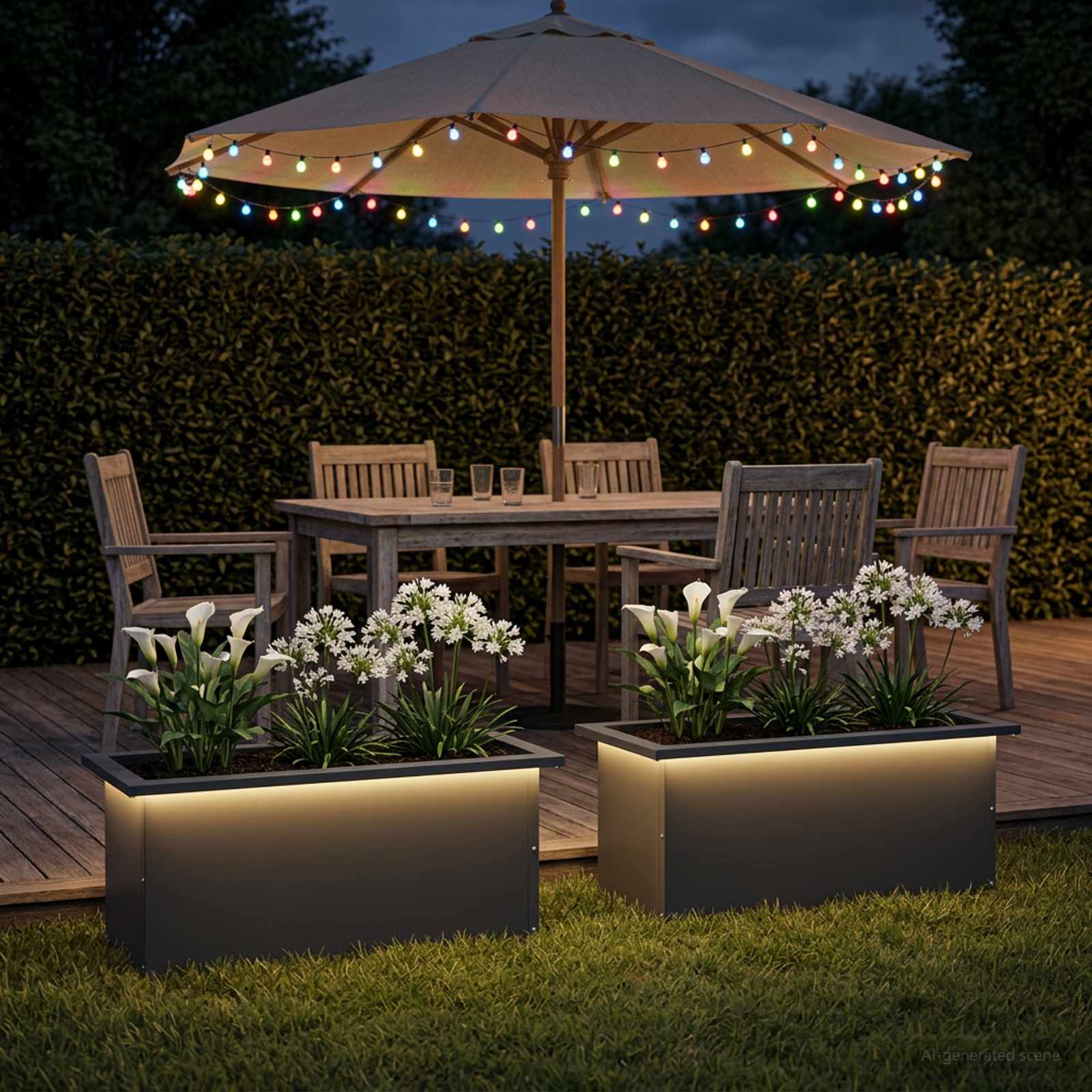 Garden Planter with LED 2 pcs Antracite 30 x 60 x 30 cm Steel