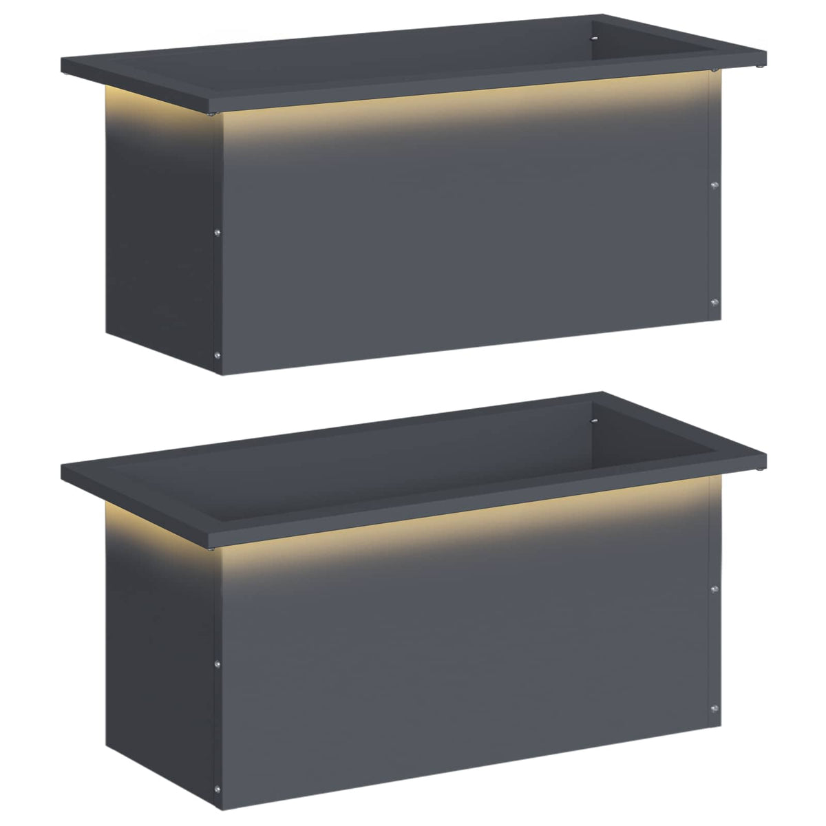 Garden Planter with LED 2 pcs Antracite 30 x 60 x 30 cm Steel