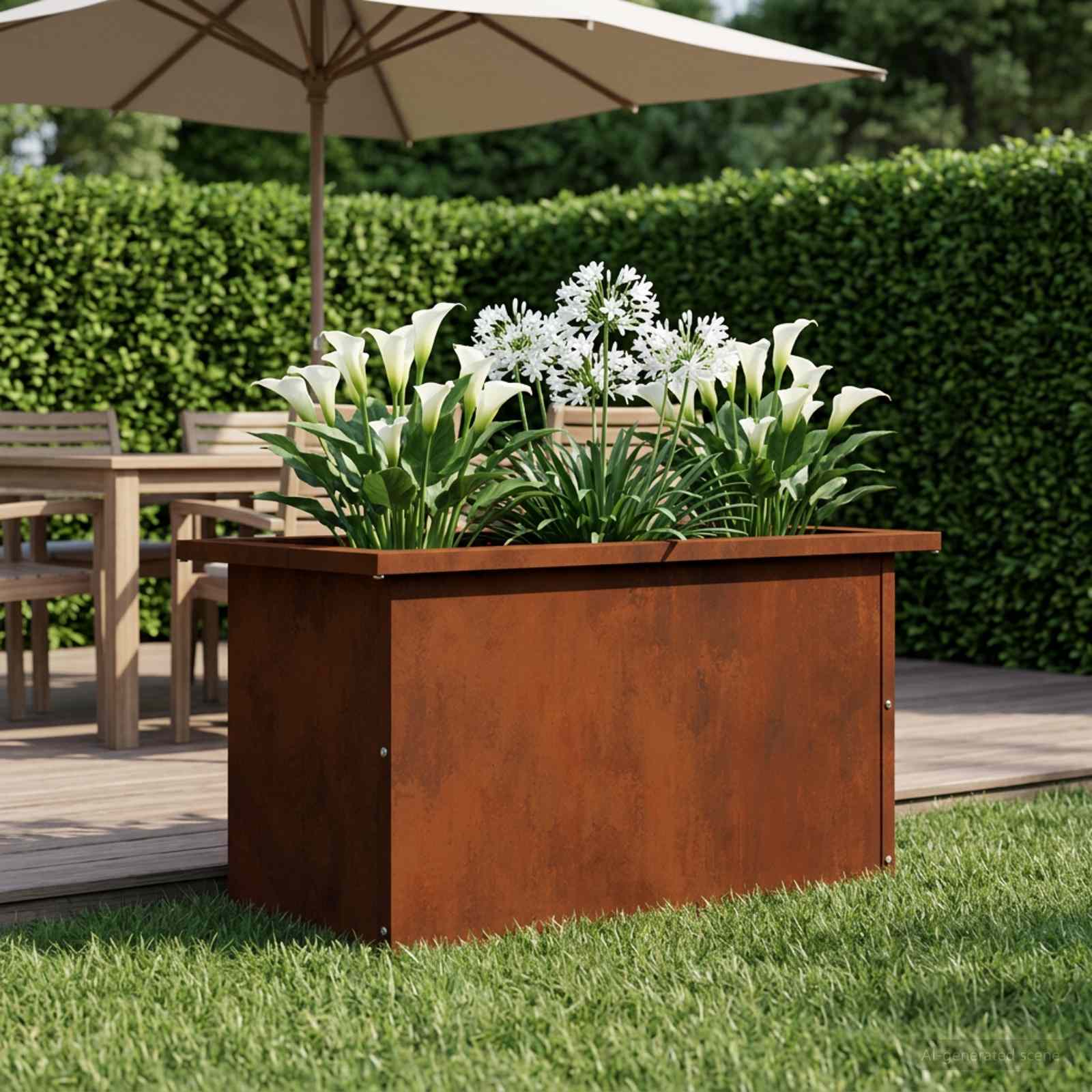 Garden Planter with LED Rusty 30 x 60 x 30 cm Weathering Steel