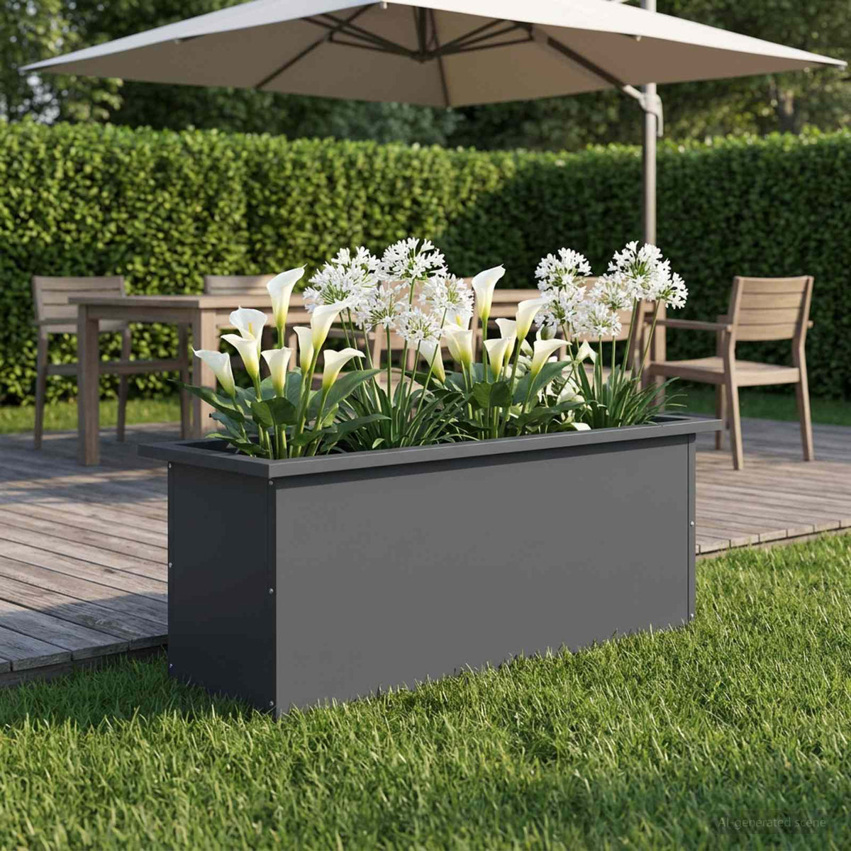 Garden Planter with LED Antracite 30 x 80 x 30 cm Steel