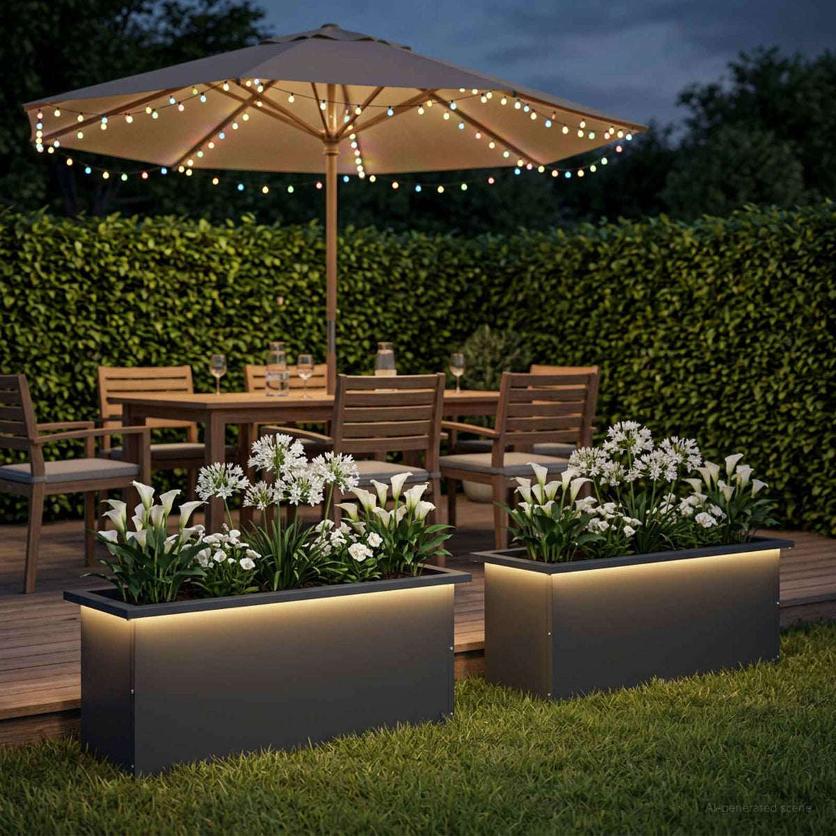 Garden Planter with LED 2 pcs Antracite 30 x 80 x 30 cm Steel