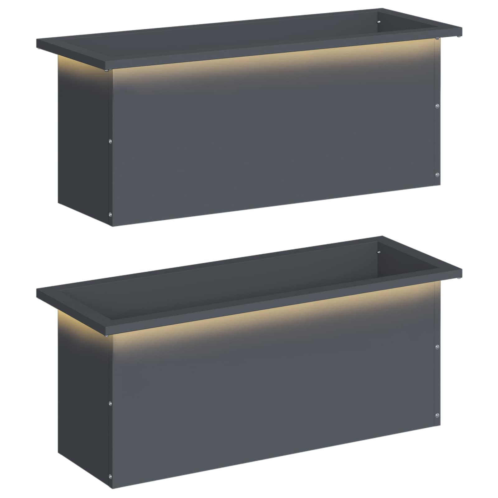 Garden Planter with LED 2 pcs Antracite 30 x 80 x 30 cm Steel