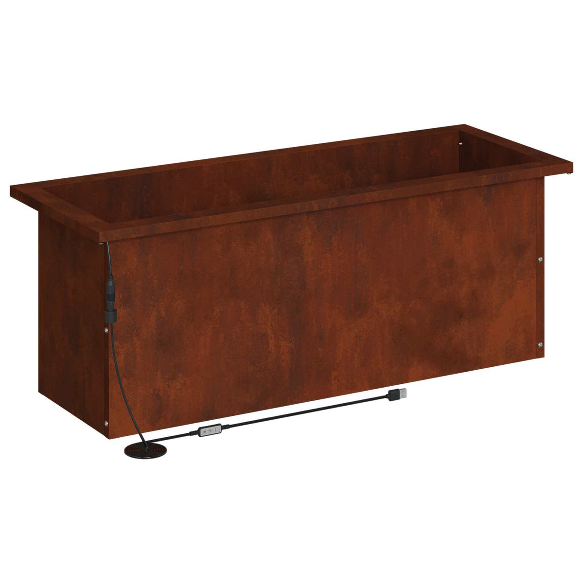 Garden Planter with LED Rusty 30 x 80 x 30 cm Weathering Steel