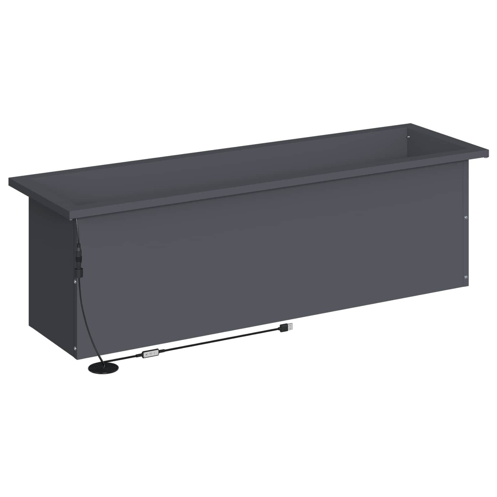 Garden Planter with LED Antracite 30 x 100 x 30 cm Steel