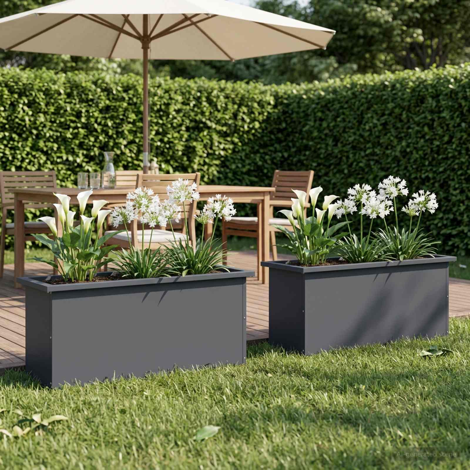 Garden Planter with LED 2 pcs Antracite 30 x 100 x 30 cm Steel
