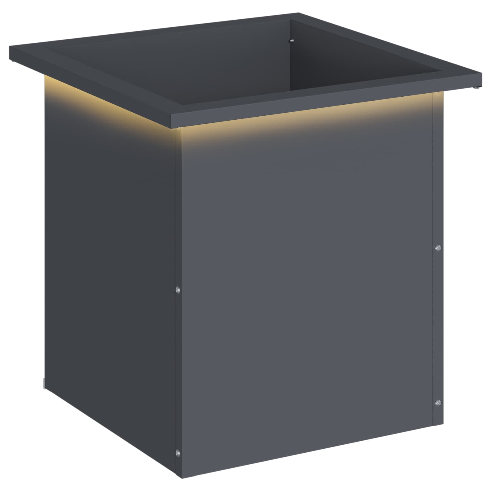 Garden Planter with LED Antracite 40 x 40 x 40 cm Steel