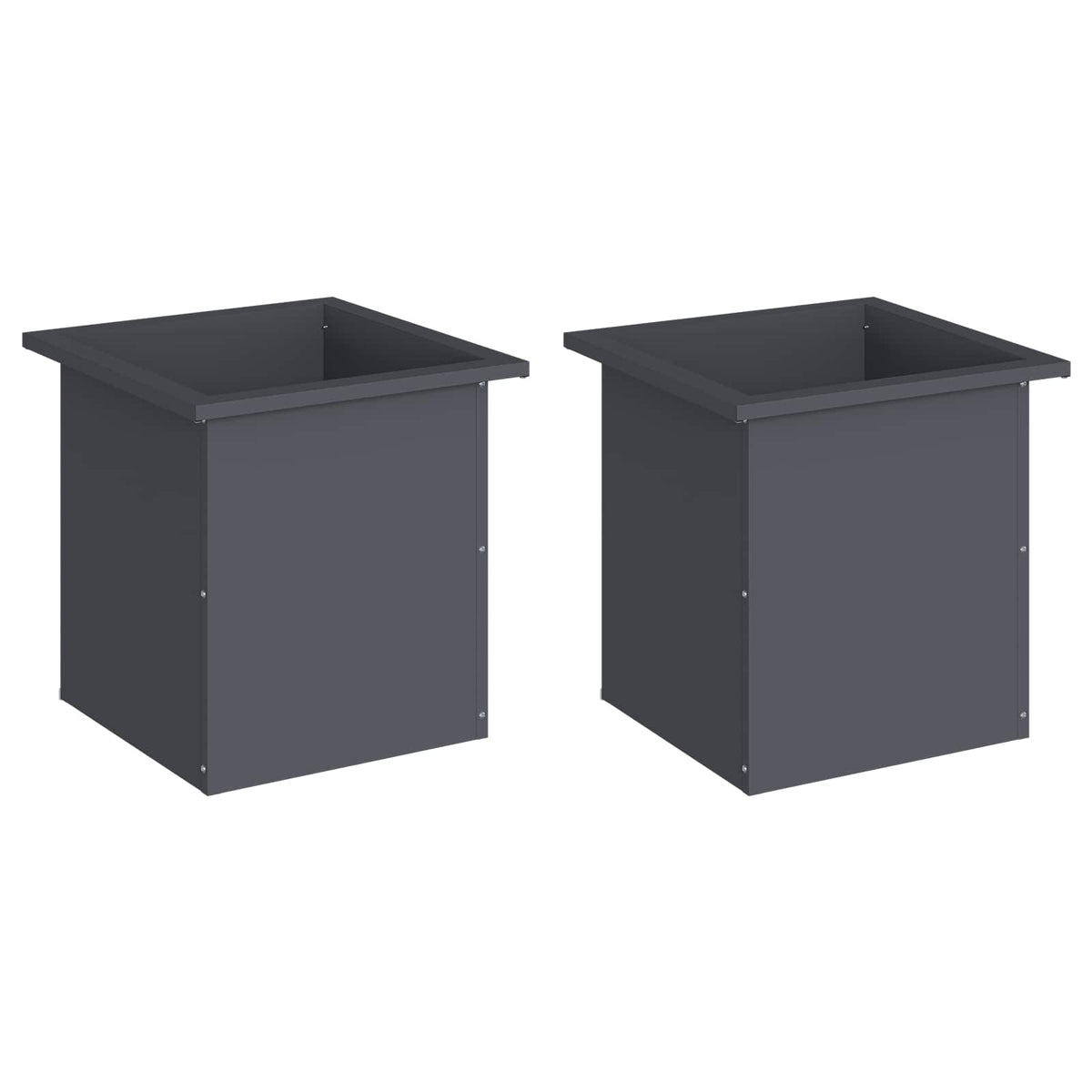 Garden Planter with LED 2 pcs Antracite 40 x 40 x 40 cm Steel