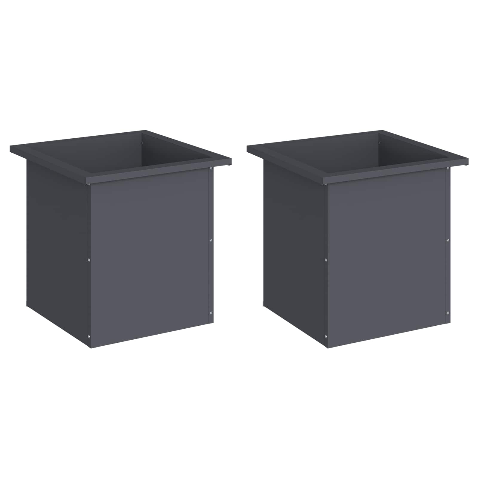 Garden Planter with LED 2 pcs Antracite 40 x 40 x 40 cm Steel