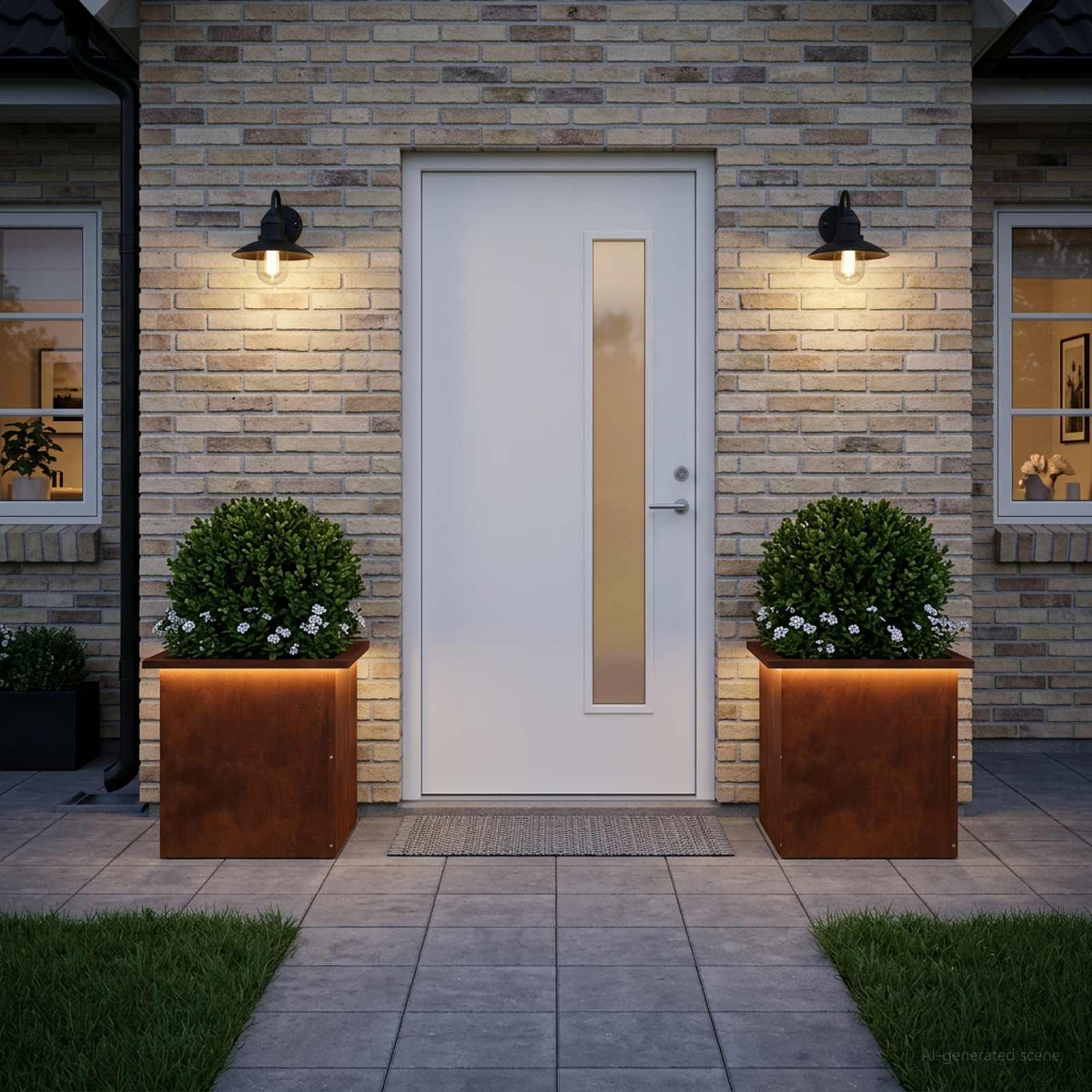 Garden Planter with LED 2 pcs Rusty 40 x 40 x 40 cm
