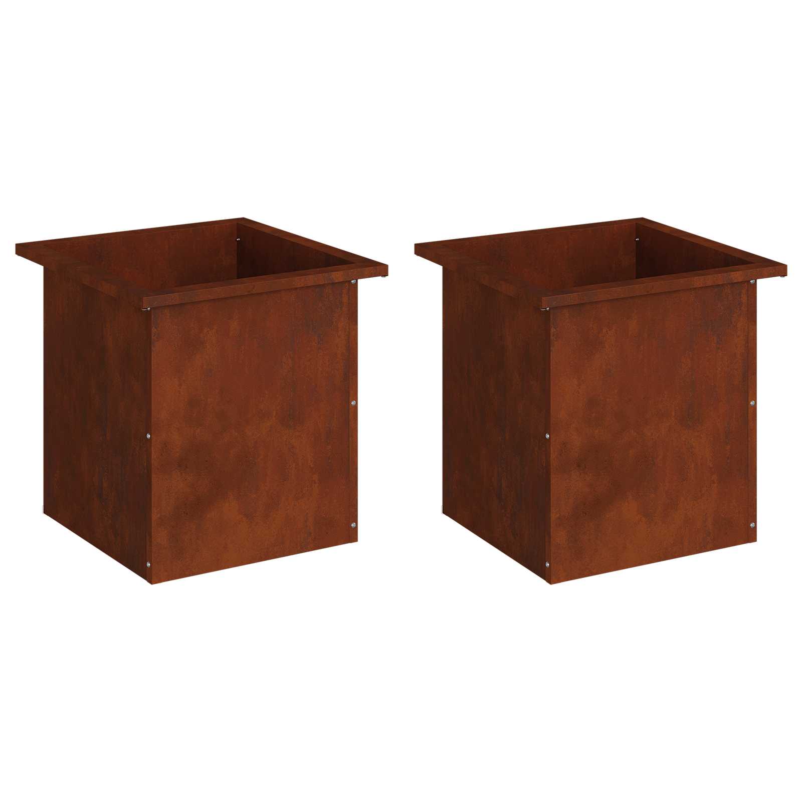 Garden Planter with LED 2 pcs Rusty 40 x 40 x 40 cm
