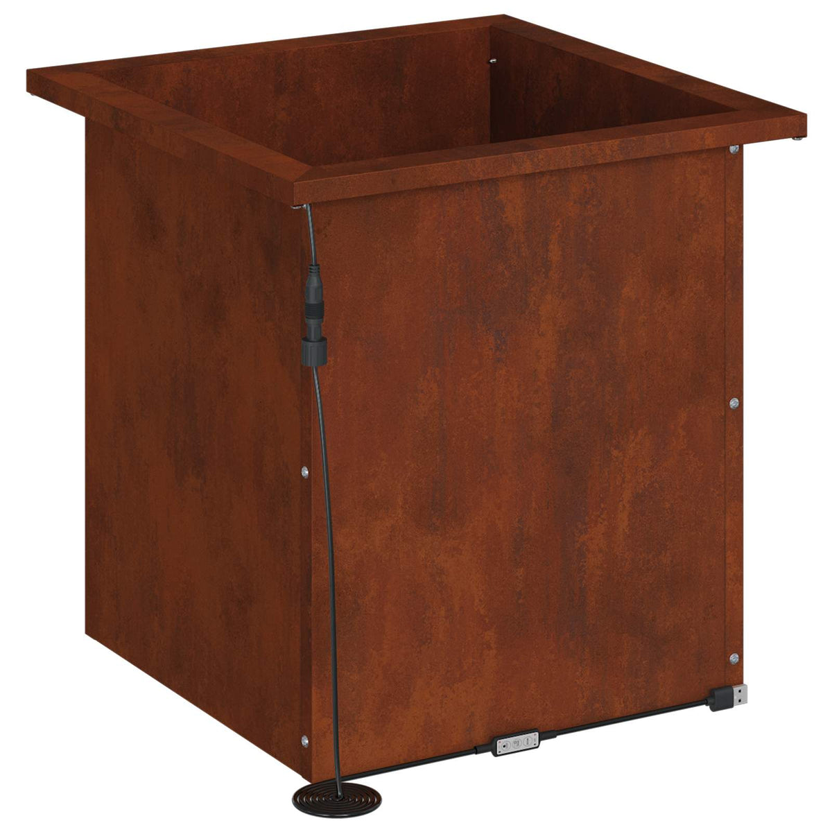 Garden Planter with LED 2 pcs Rusty 40 x 40 x 40 cm