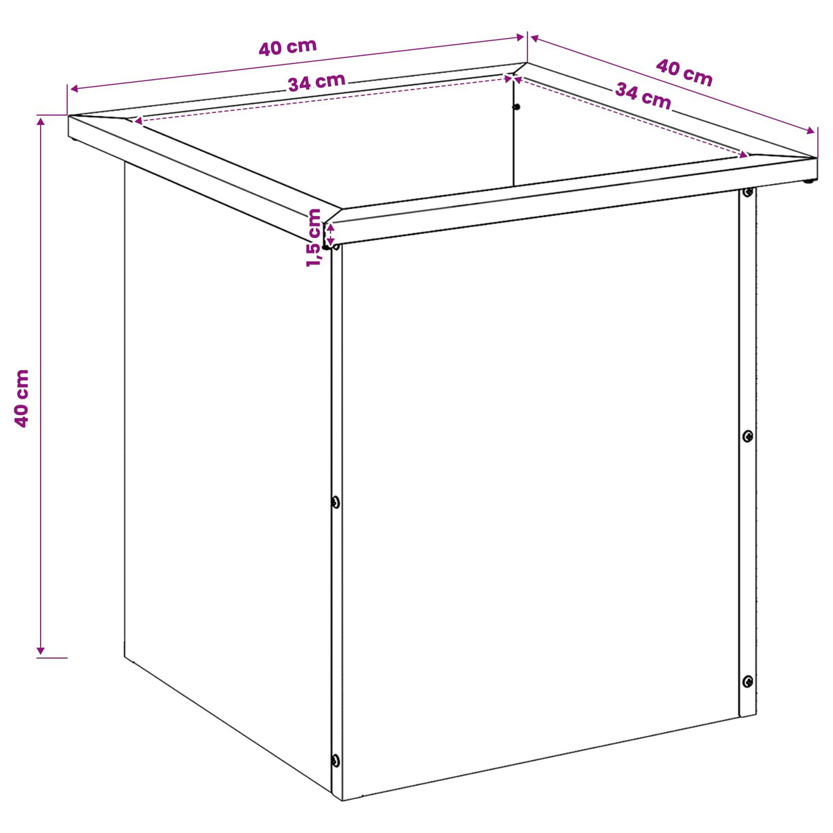 Garden Planter with LED 2 pcs Rusty 40 x 40 x 40 cm