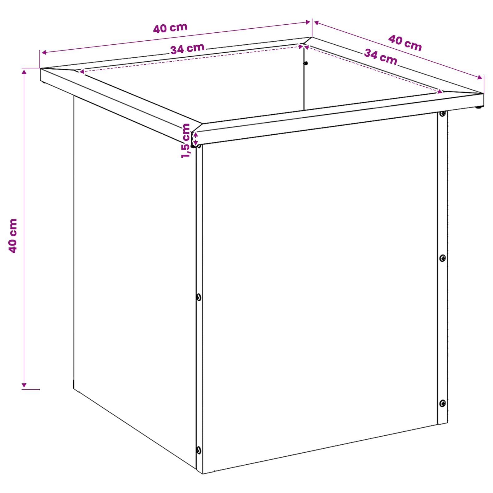 Garden Planter with LED 2 pcs Rusty 40 x 40 x 40 cm