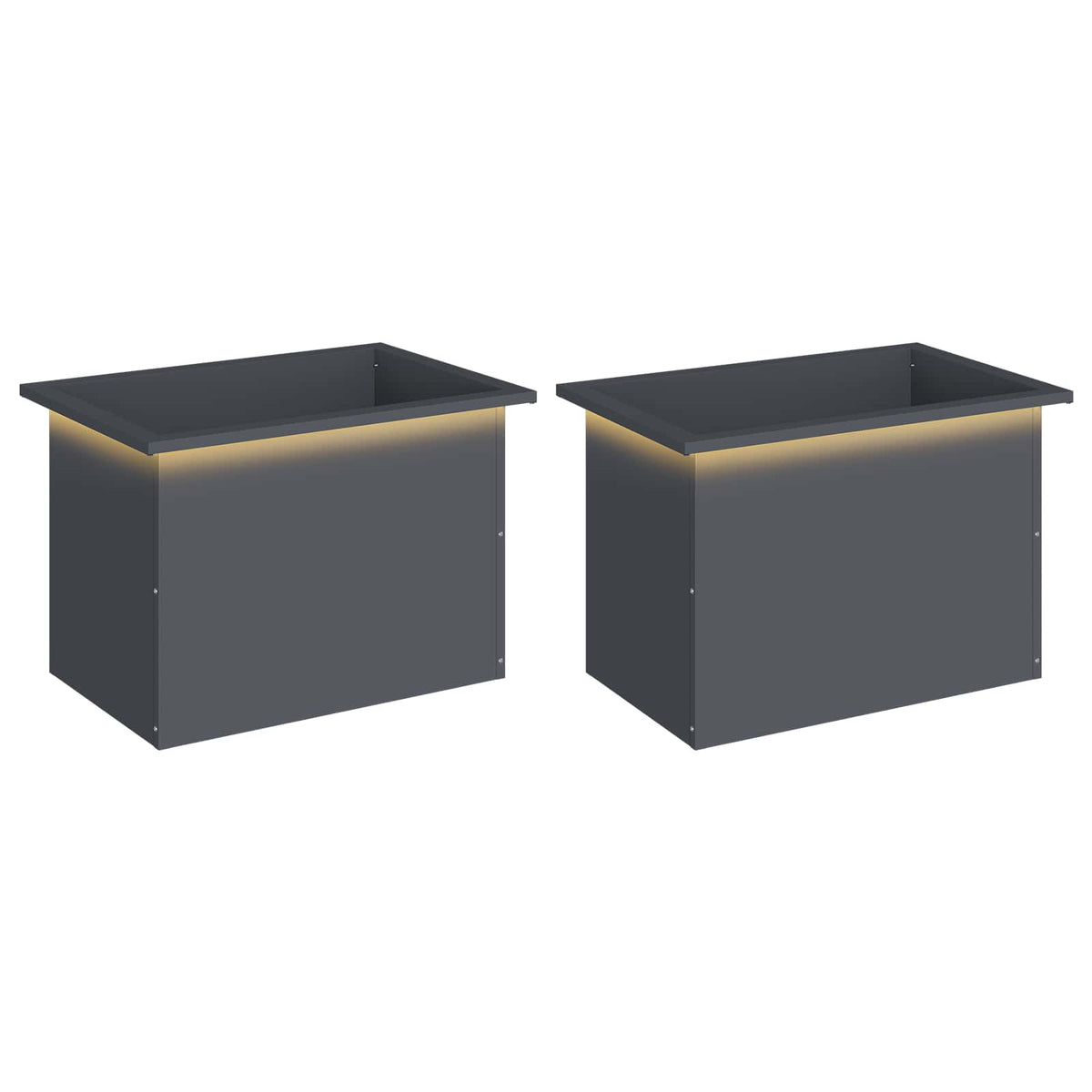 Garden Planter with LED 2 pcs Antracite 40 x 60 x 40 cm Steel