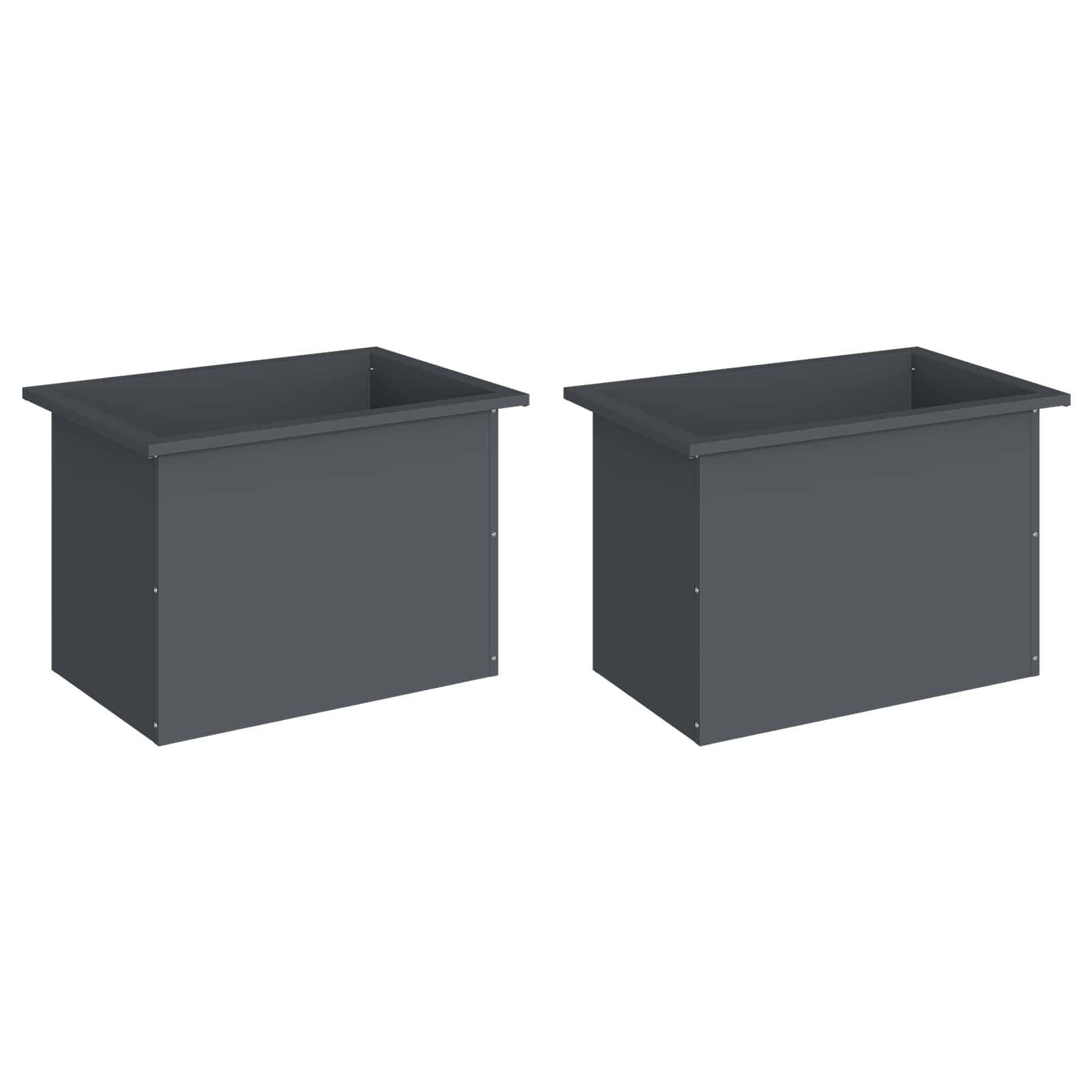 Garden Planter with LED 2 pcs Antracite 40 x 60 x 40 cm Steel
