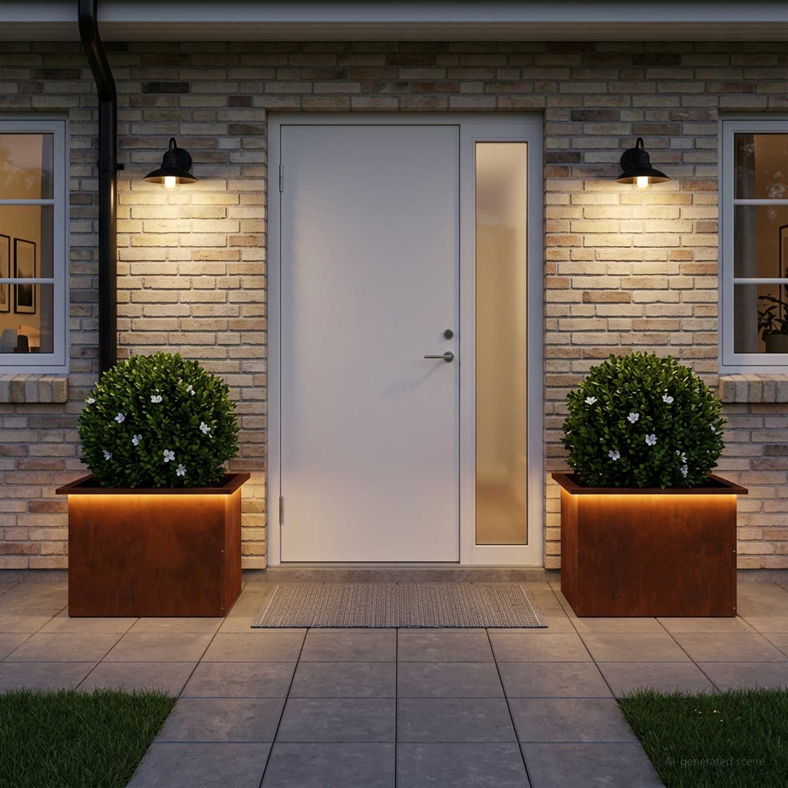 Garden Planter with LED 2 pcs Rusty 40 x 60 x 40 cm