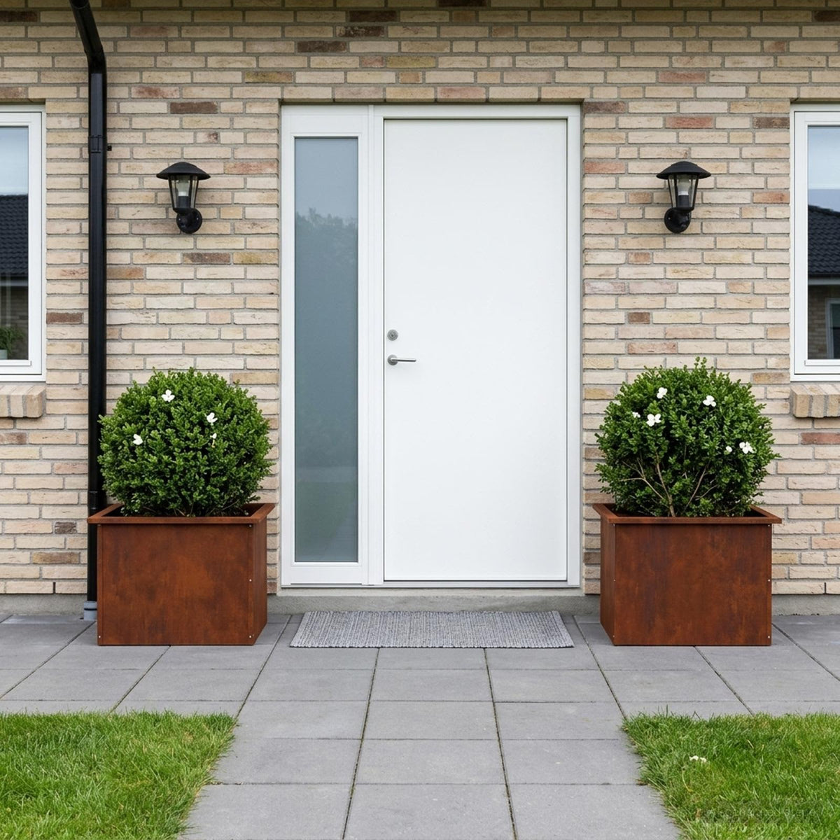 Garden Planter with LED 2 pcs Rusty 40 x 60 x 40 cm