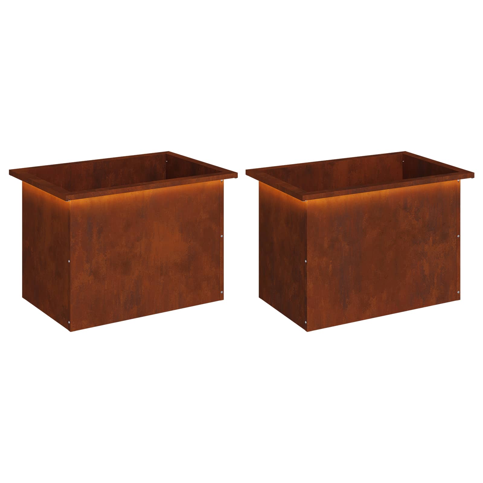Garden Planter with LED 2 pcs Rusty 40 x 60 x 40 cm
