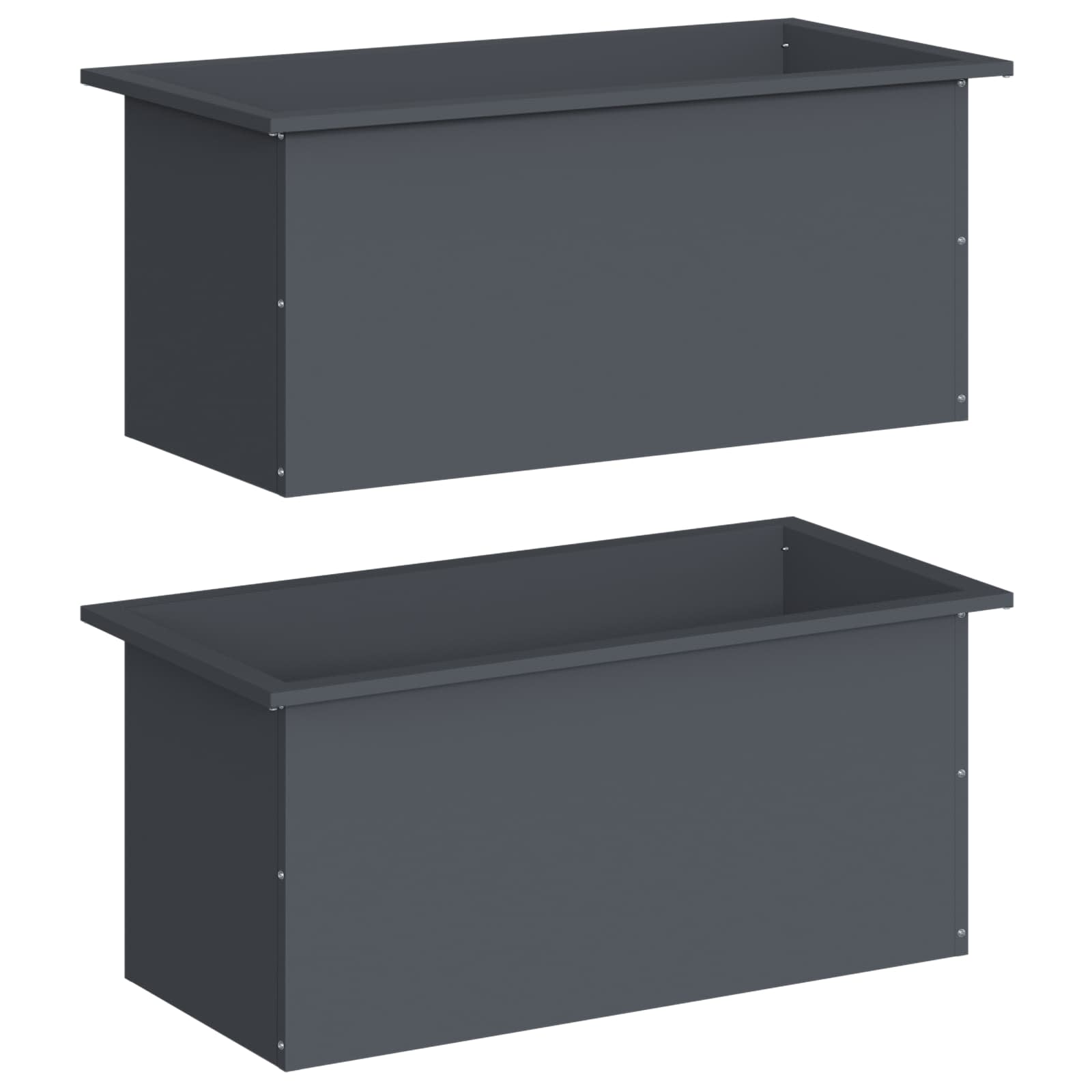 Garden Planter with LED 2 pcs Antracite 40 x 80 x 40 cm Steel