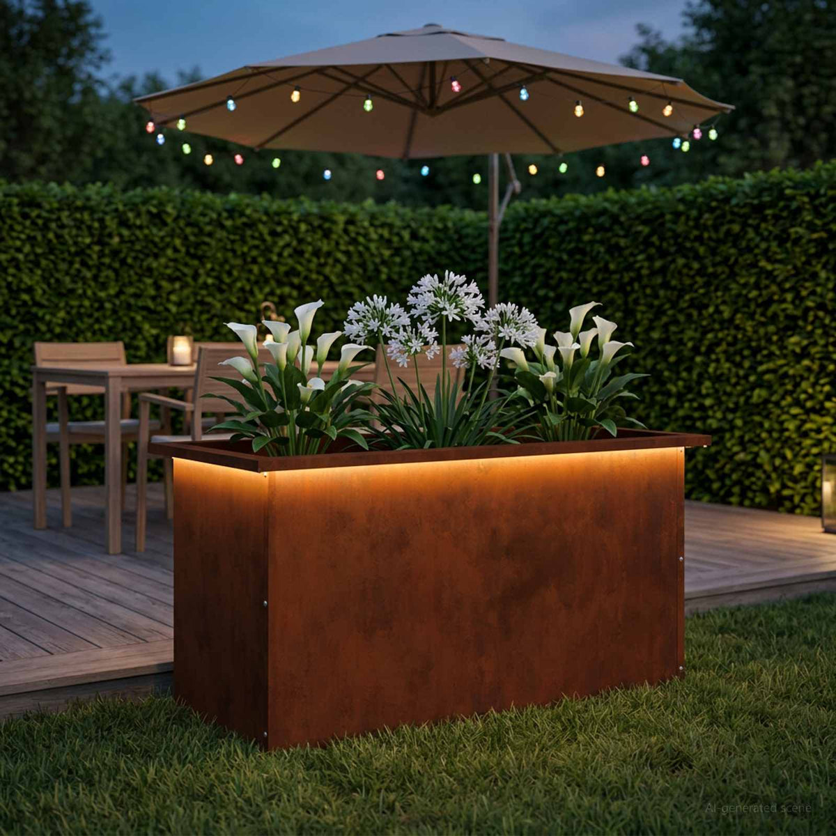 Garden Planter with LED Rusty 40 x 80 x 40 cm Weathering Steel