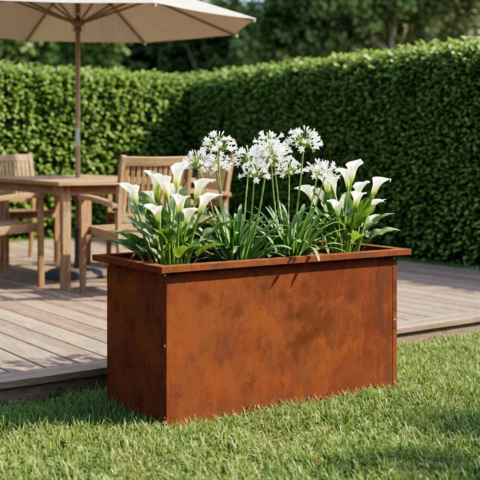 Garden Planter with LED Rusty 40 x 80 x 40 cm Weathering Steel