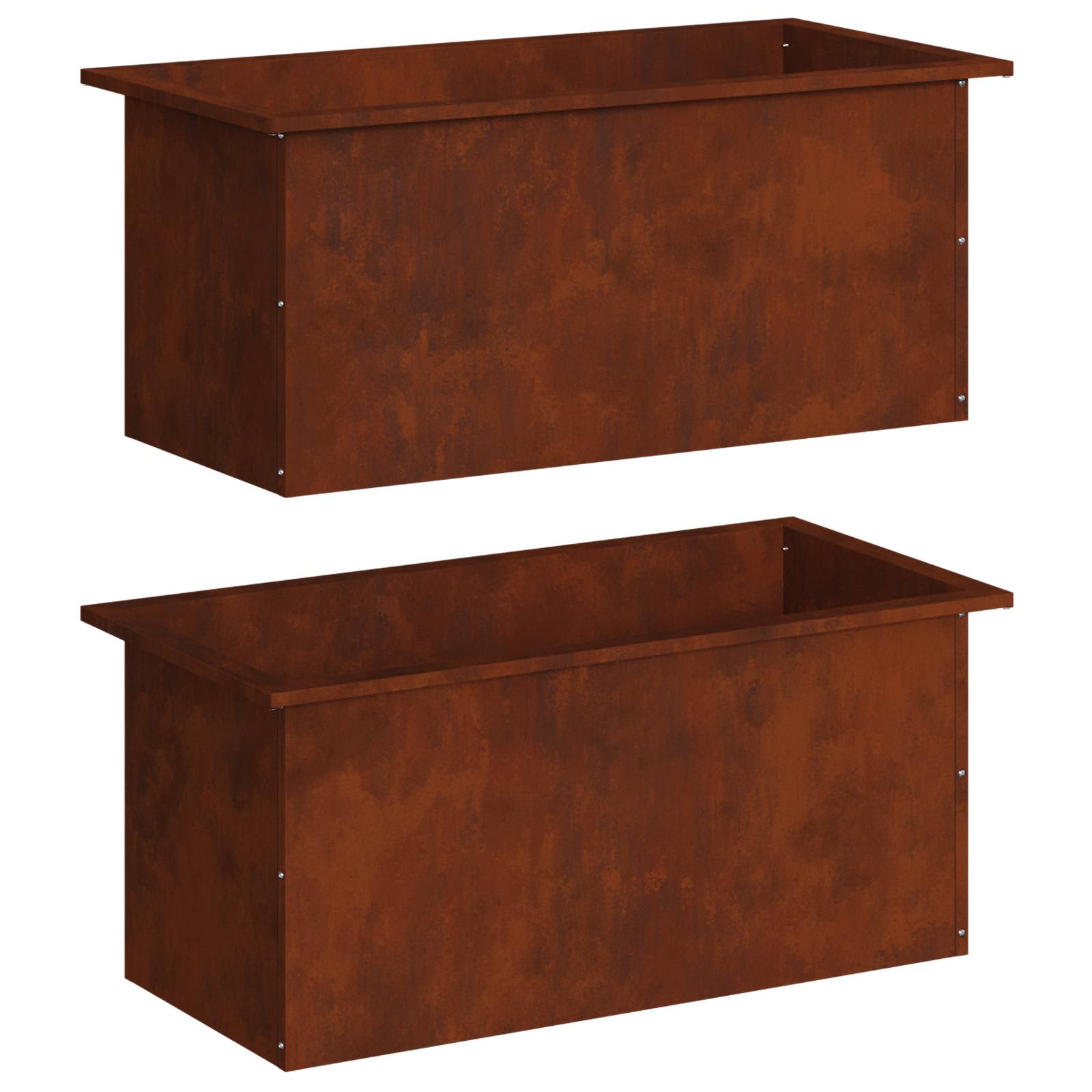 Garden Planter with LED 2 pcs Rusty 40 x 80 x 40 cm