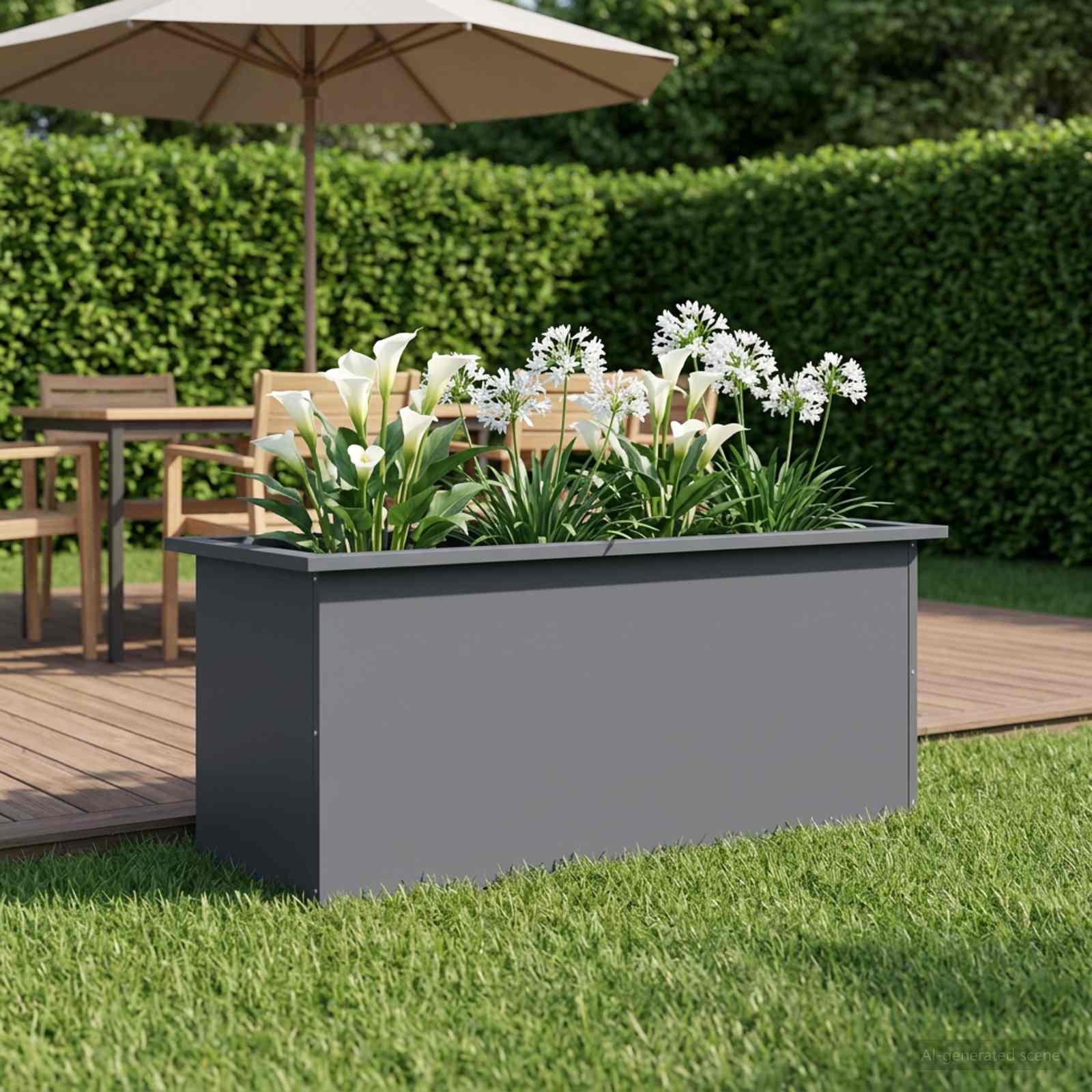 Garden Planter with LED Antracite 40 x 100 x 40 cm Steel
