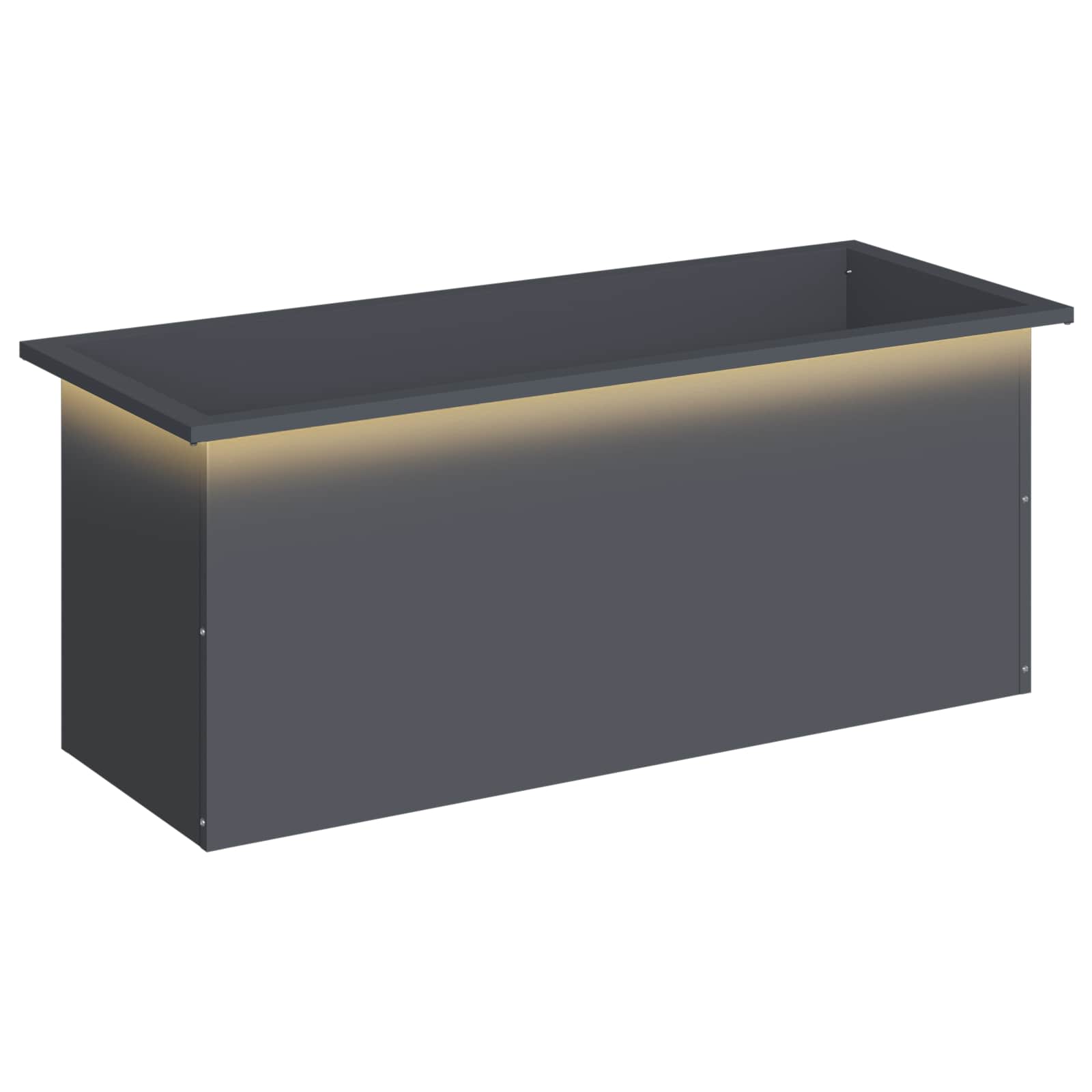 Garden Planter with LED Antracite 40 x 100 x 40 cm Steel
