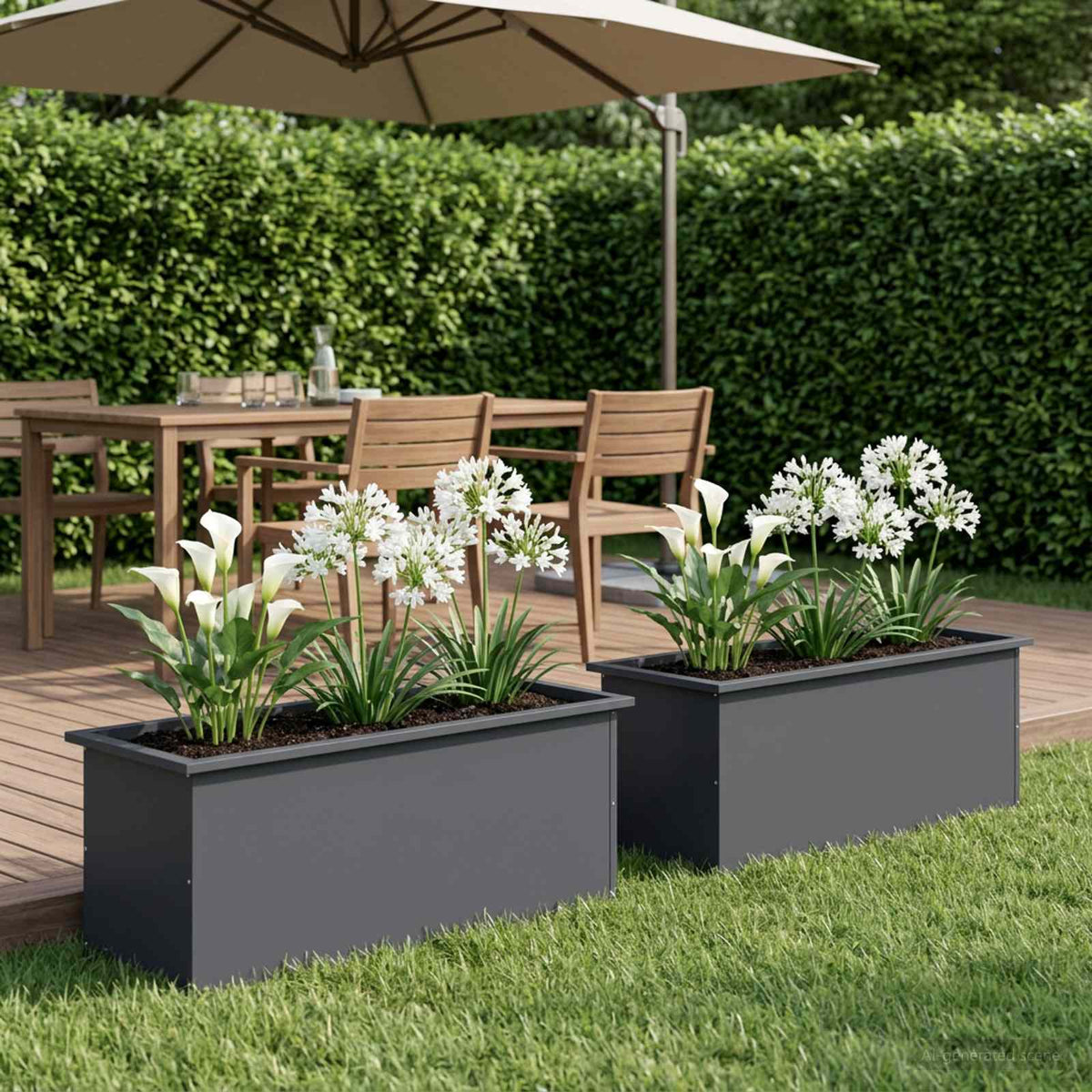 Garden Planter with LED 2 pcs Antracite 40 x 100 x 40 cm Steel