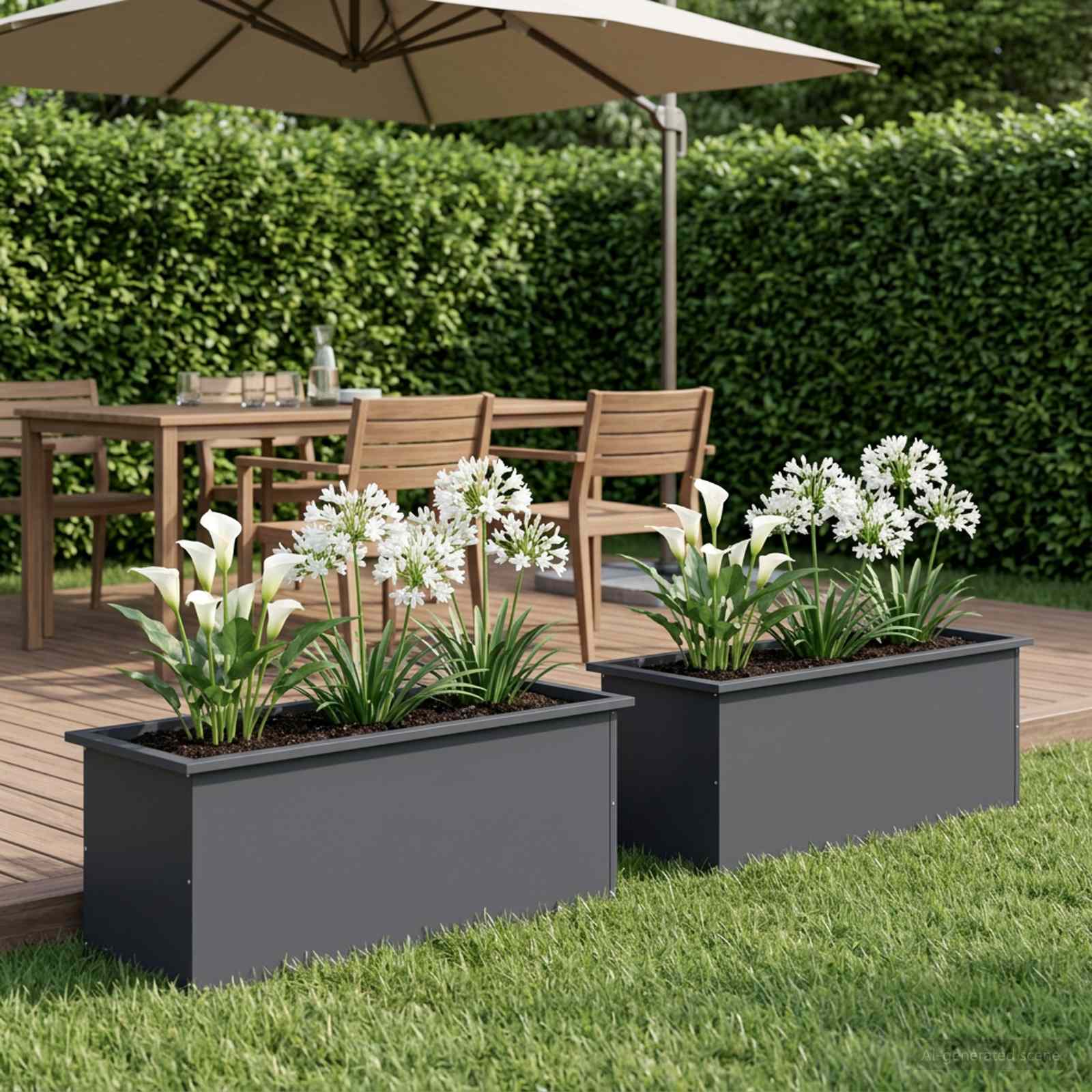 Garden Planter with LED 2 pcs Antracite 40 x 100 x 40 cm Steel