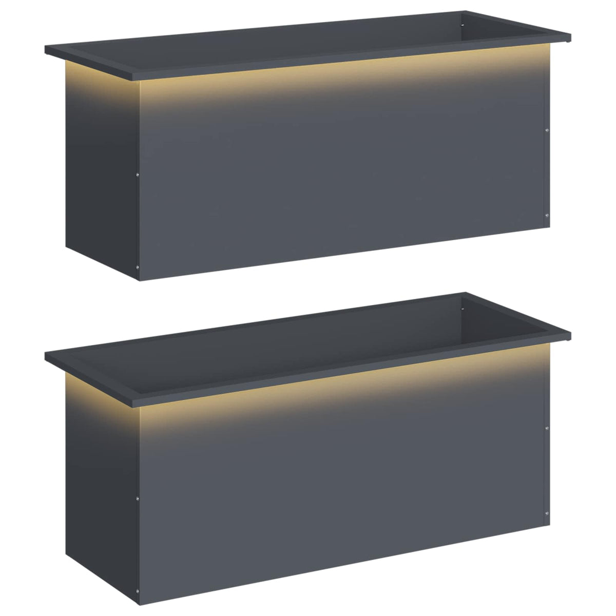 Garden Planter with LED 2 pcs Antracite 40 x 100 x 40 cm Steel