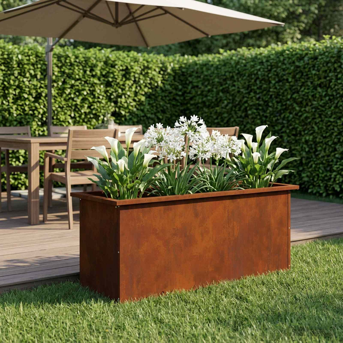 Garden Planter with LED Rusty 40 x 100 x 40 cm Weathering Steel