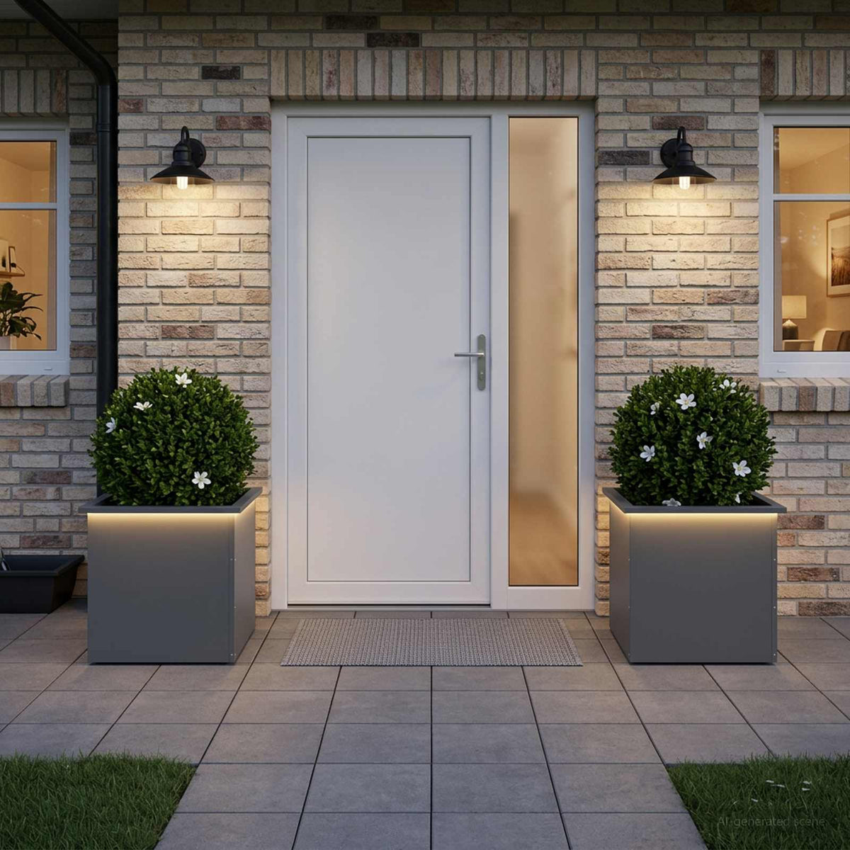 Garden Planter with LED 2 pcs Antracite 50 x 50 x 48 cm Steel