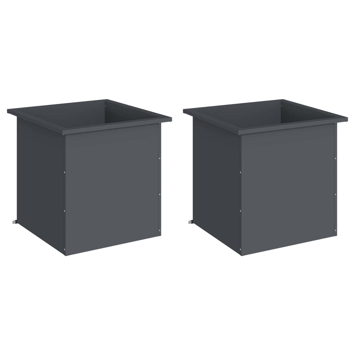 Garden Planter with LED 2 pcs Antracite 50 x 50 x 48 cm Steel