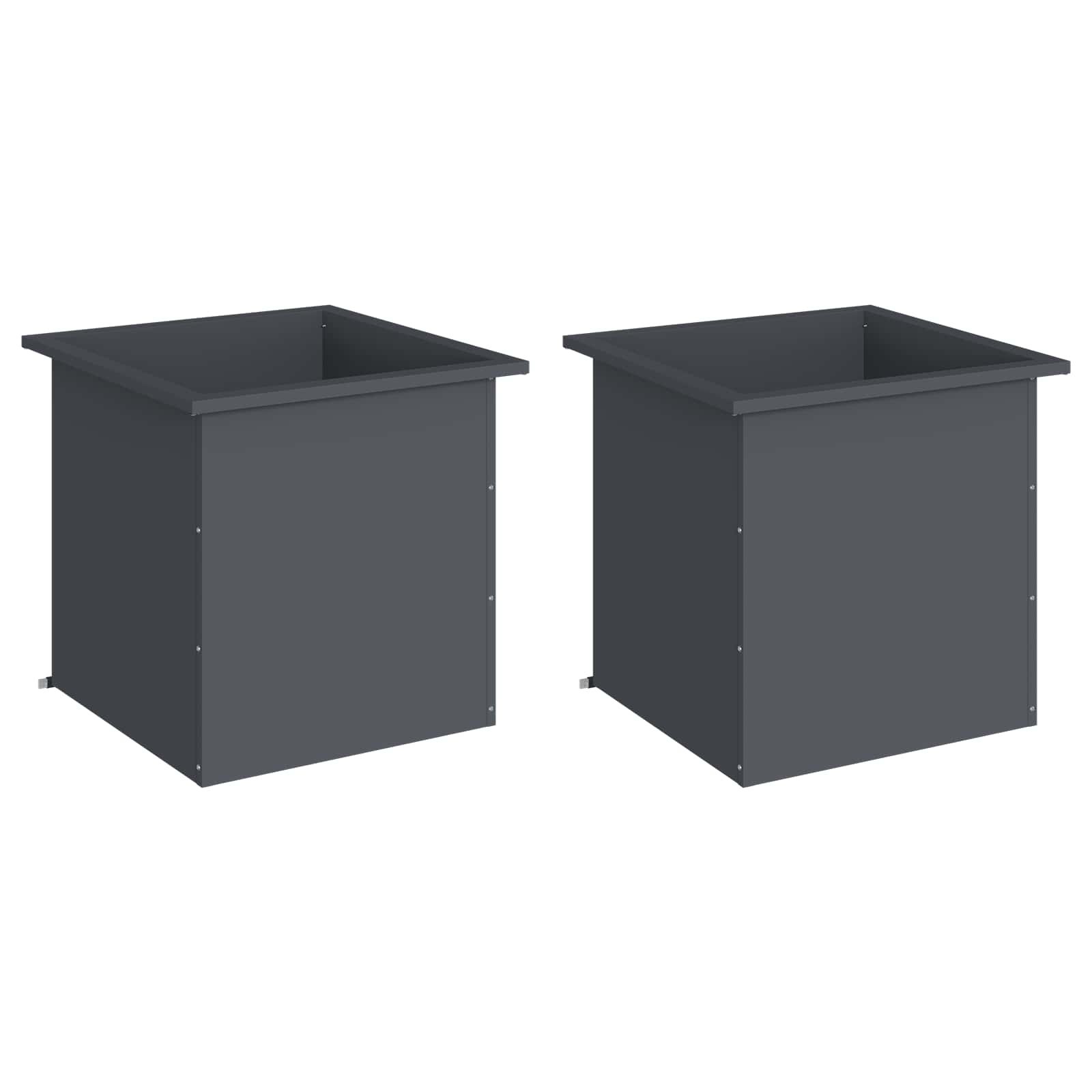 Garden Planter with LED 2 pcs Antracite 50 x 50 x 48 cm Steel