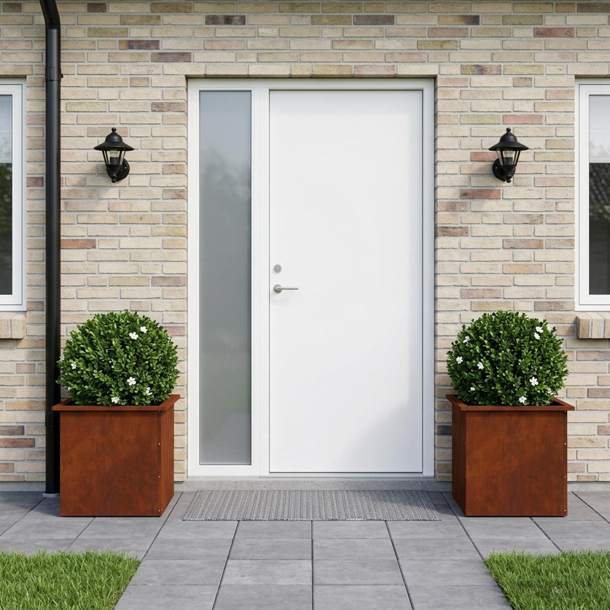 Garden Planter with LED 2 pcs Rusty 50 x 50 x 48 cm