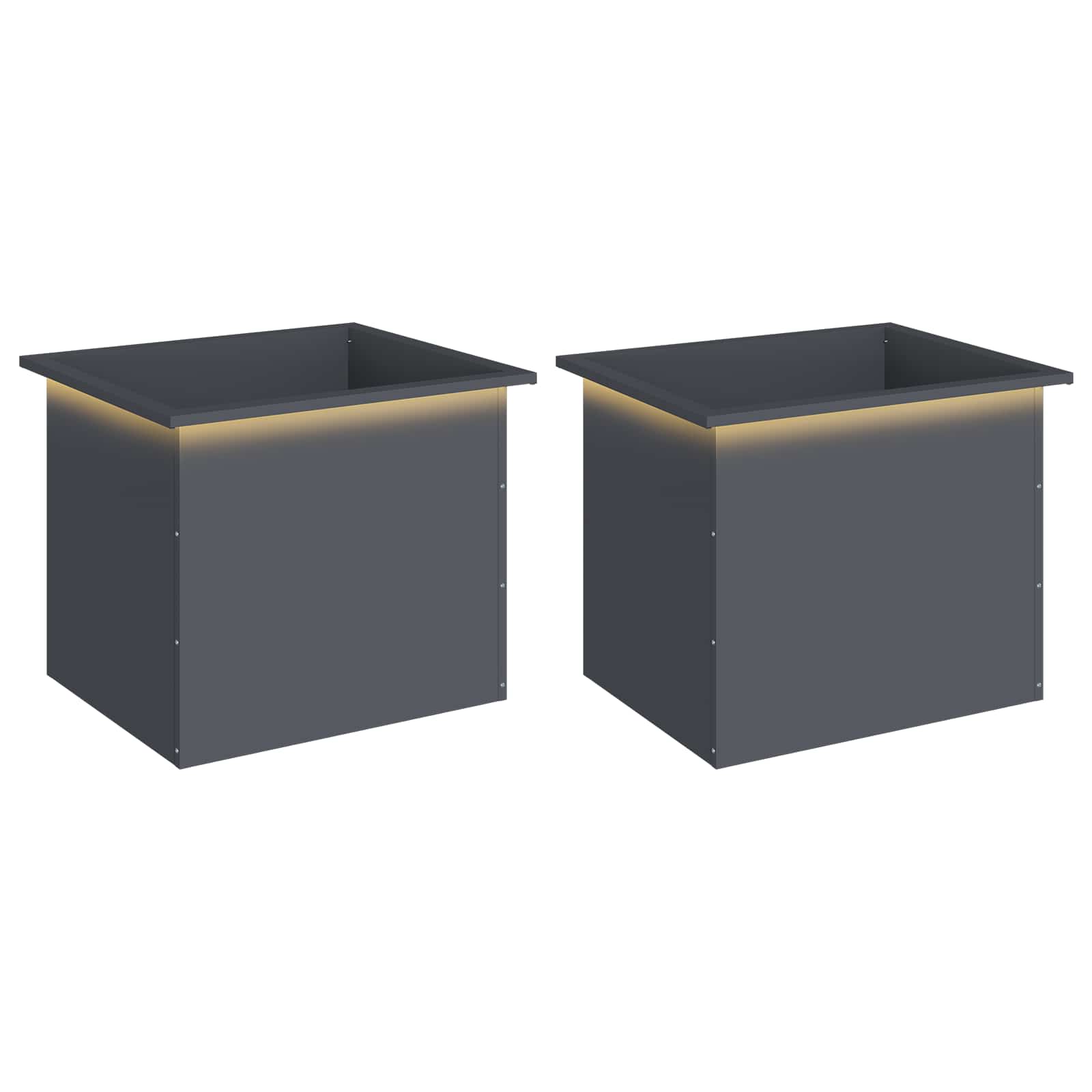 Garden Planter with LED 2 pcs Antracite 50 x 60 x 48 cm Steel