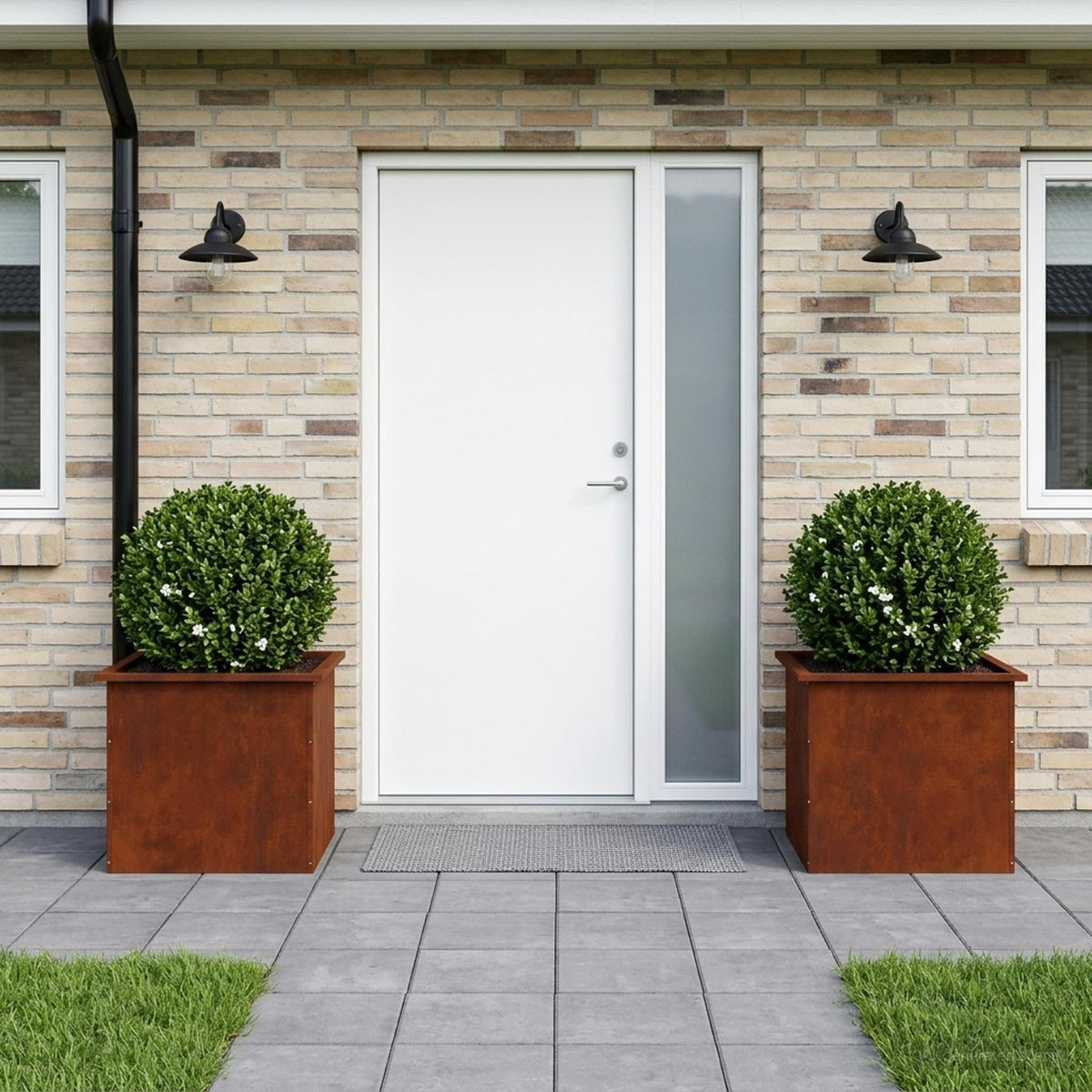 Garden Planter with LED 2 pcs Rusty 50 x 60 x 48 cm