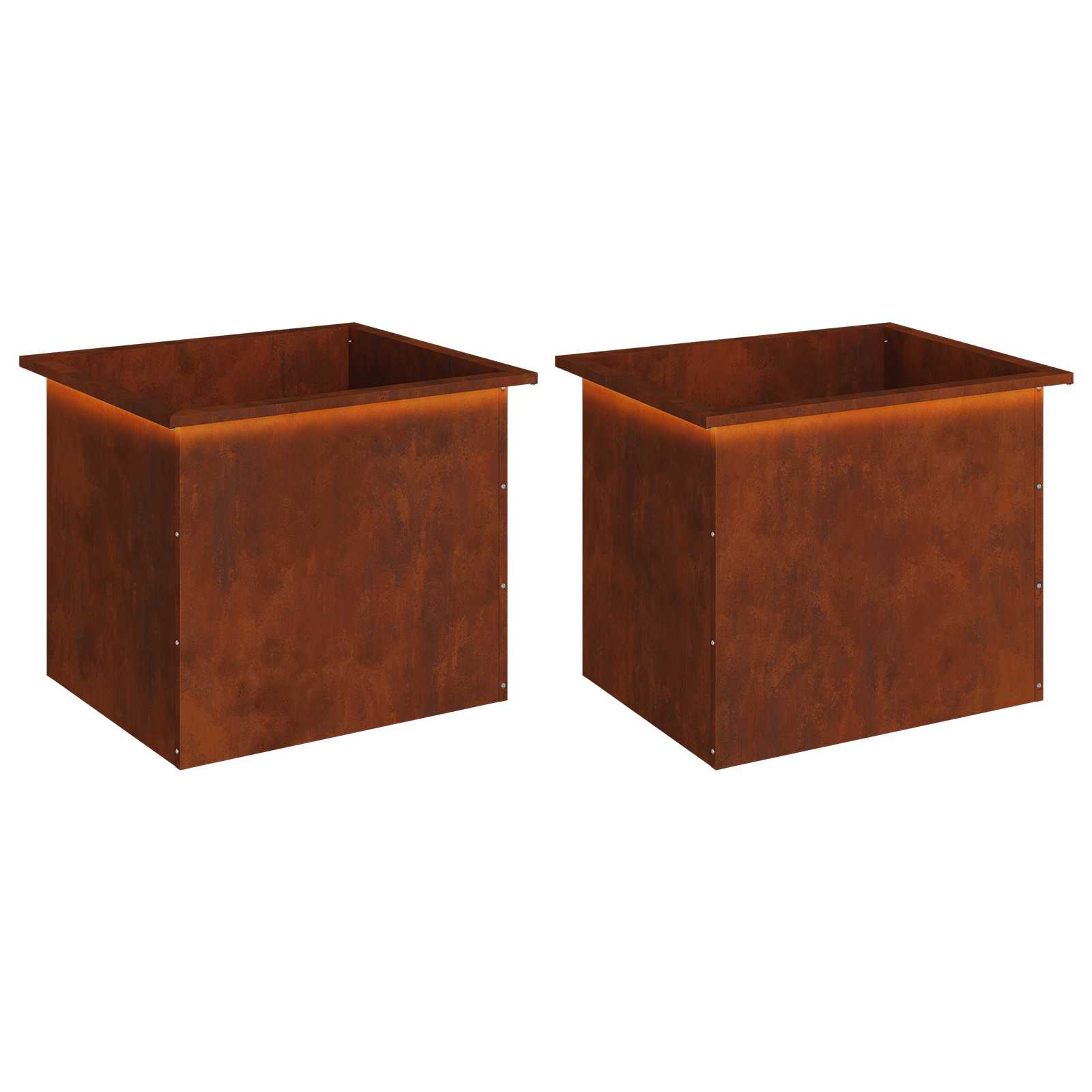Garden Planter with LED 2 pcs Rusty 50 x 60 x 48 cm