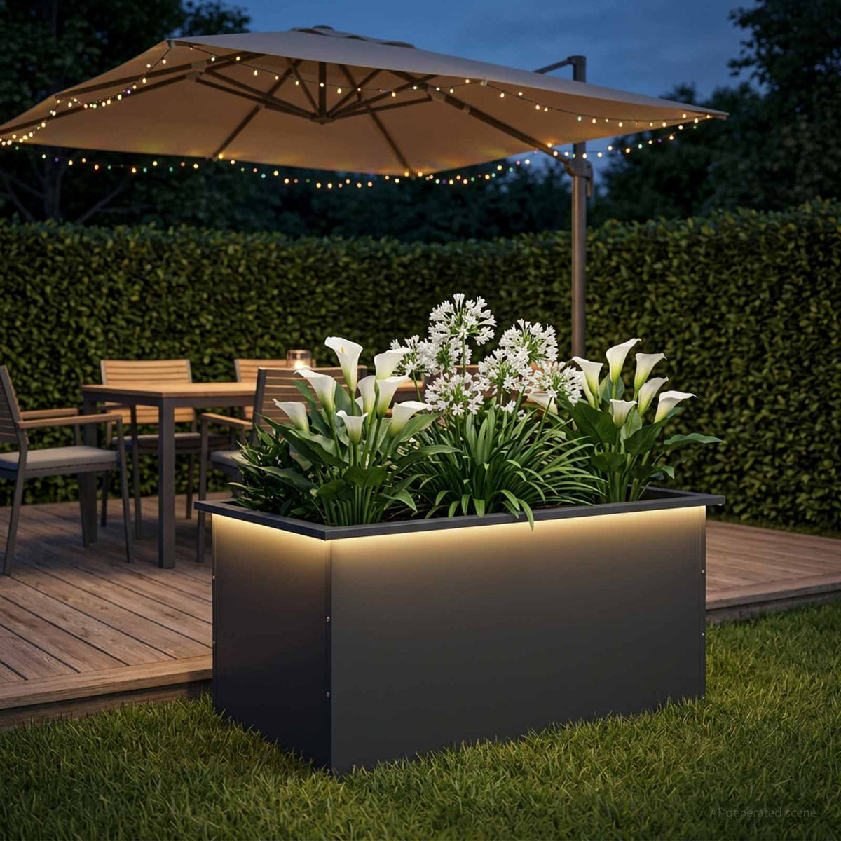 Garden Planter with LED Antracite 50 x 80 x 48 cm Steel