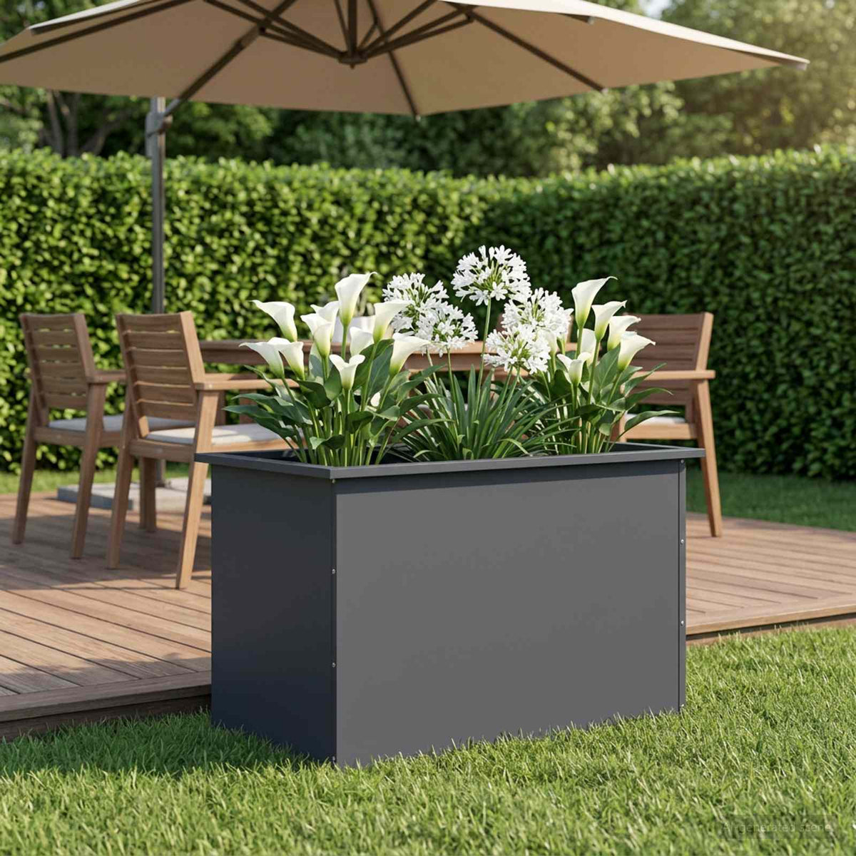 Garden Planter with LED Antracite 50 x 80 x 48 cm Steel