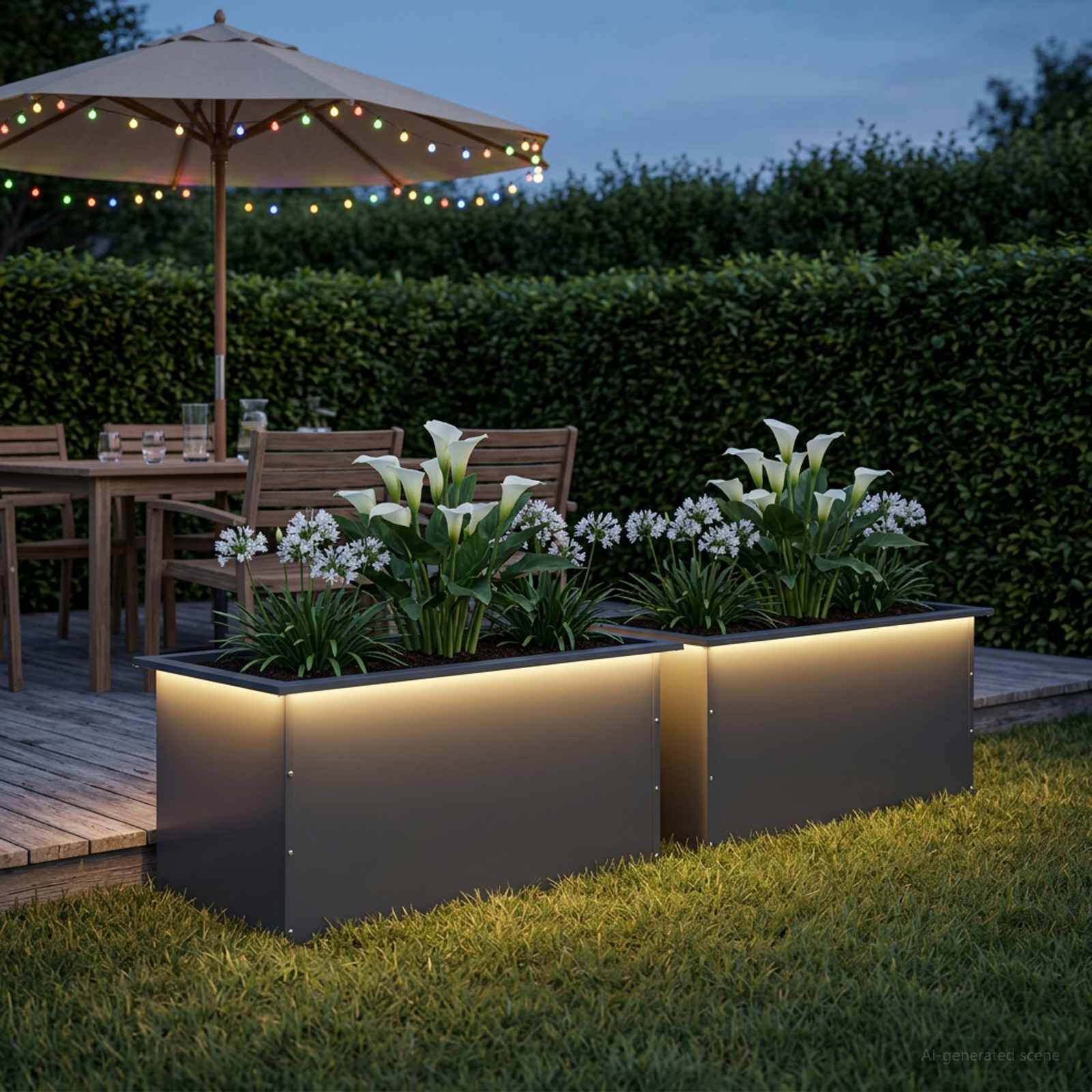 Garden Planter with LED 2 pcs Antracite 50 x 80 x 48 cm Steel