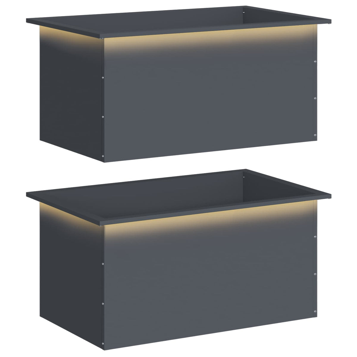 Garden Planter with LED 2 pcs Antracite 50 x 80 x 48 cm Steel