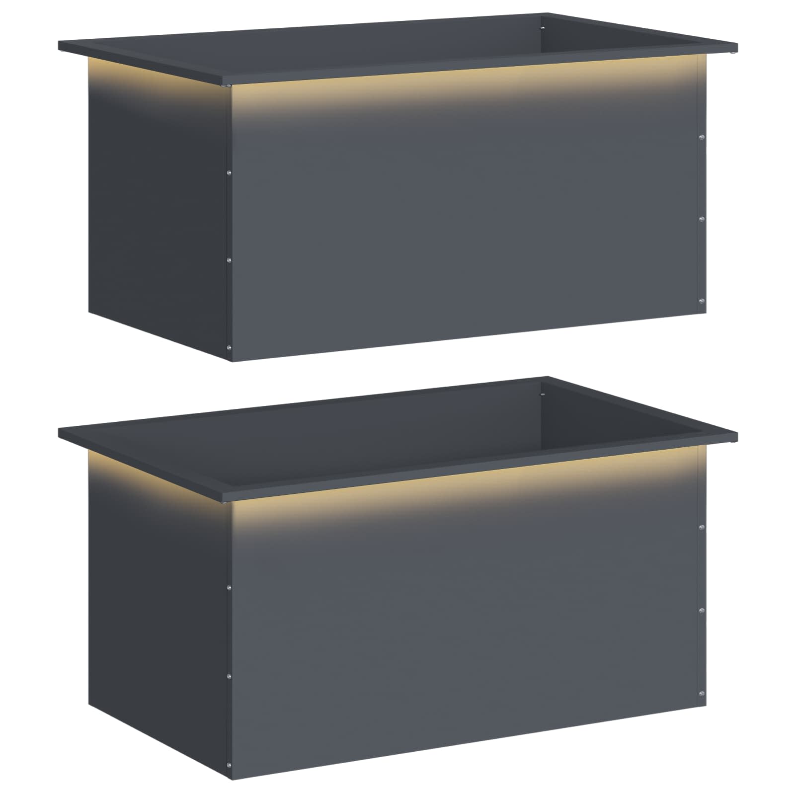 Garden Planter with LED 2 pcs Antracite 50 x 80 x 48 cm Steel