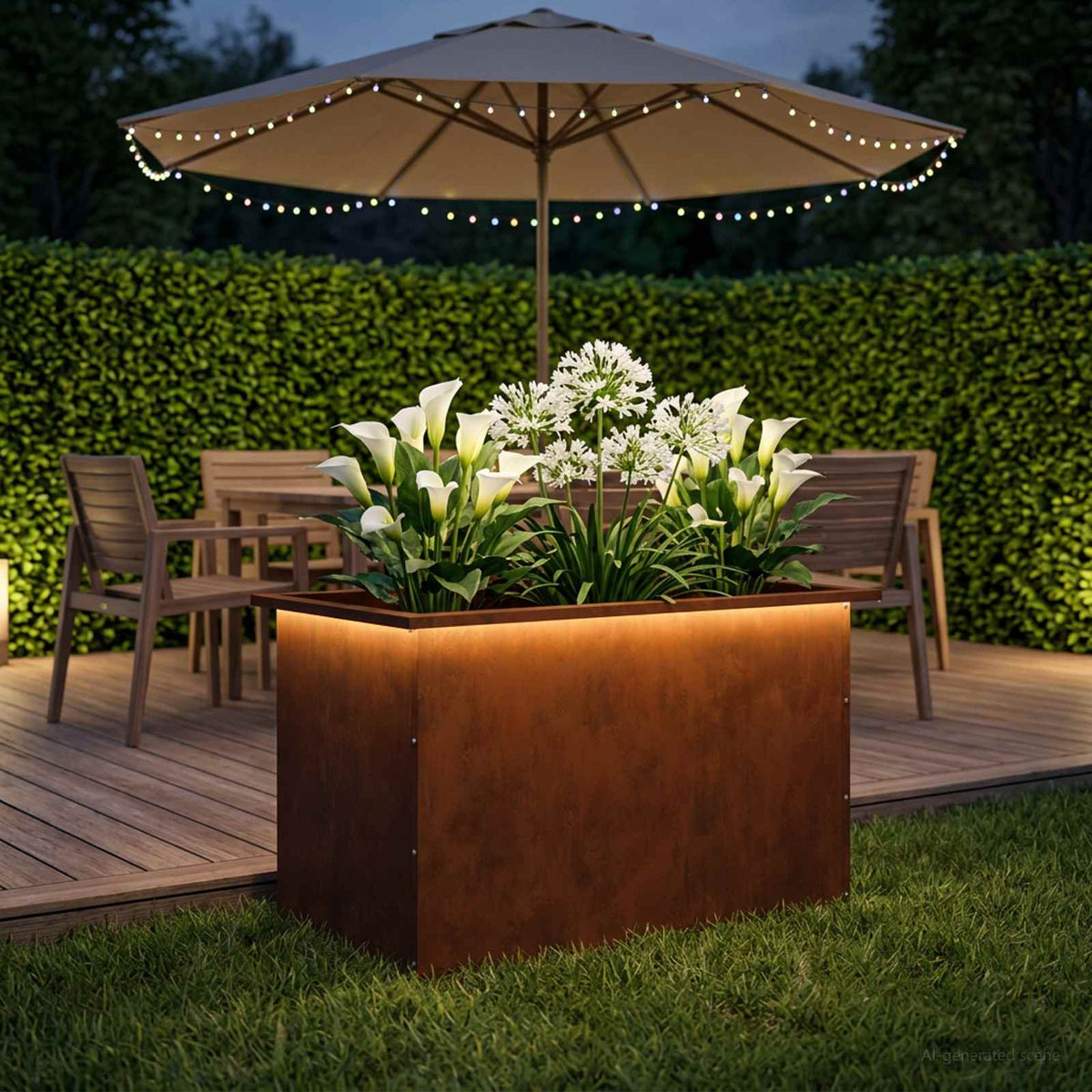 Garden Planter with LED Rusty 50 x 80 x 48 cm Weathering Steel
