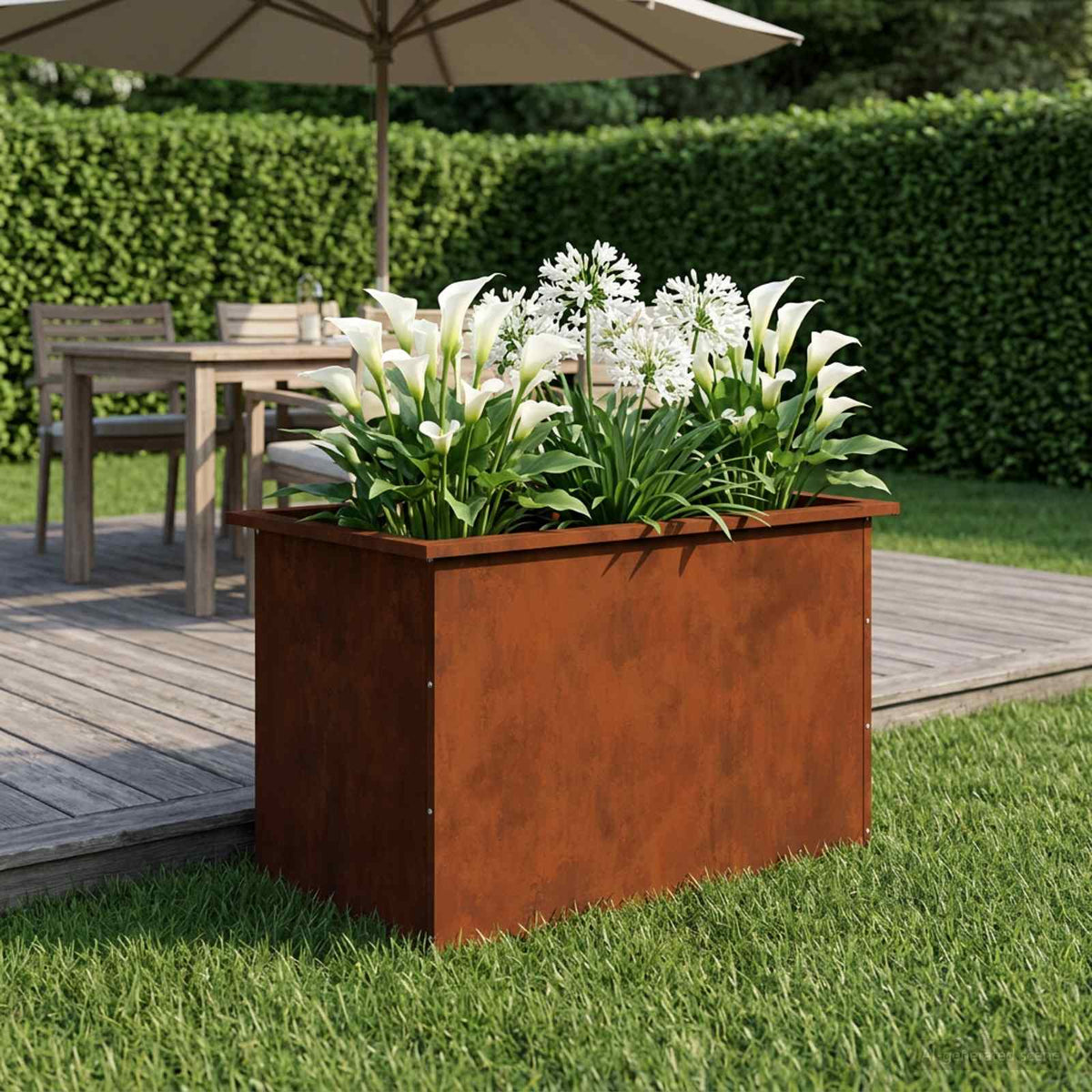 Garden Planter with LED Rusty 50 x 80 x 48 cm Weathering Steel